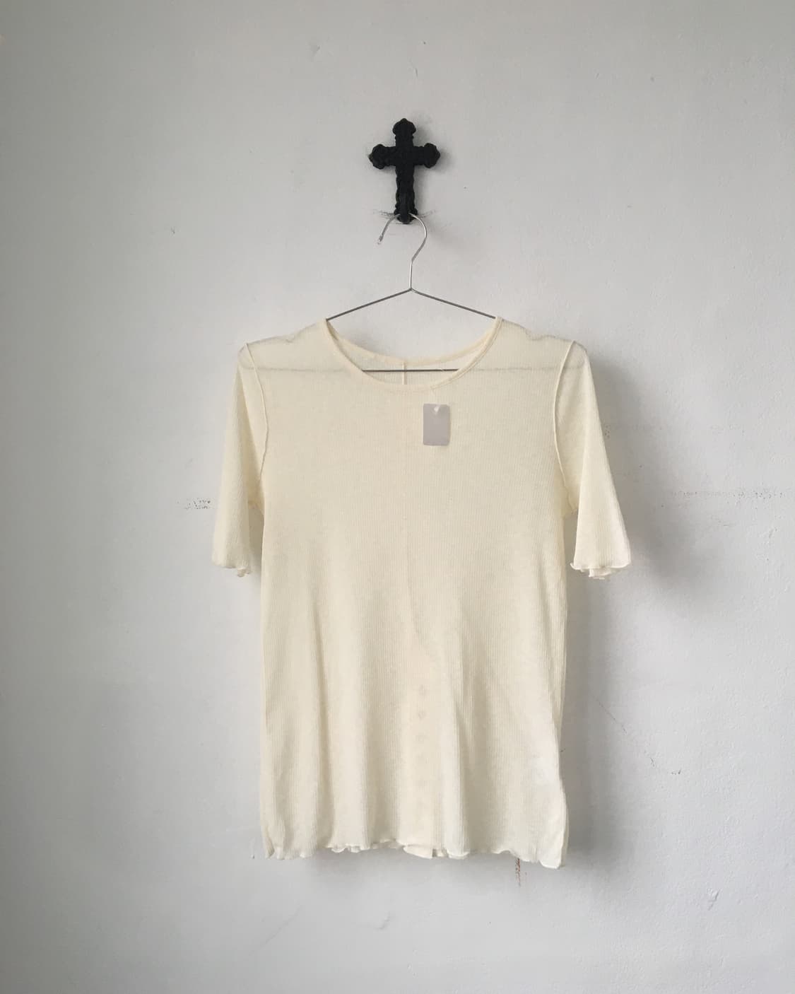 Back button point ribbed t shirt 상품이미지2