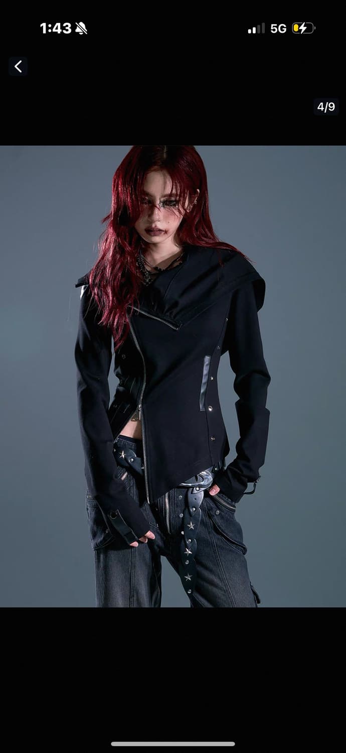 새상품 frustration garden 고스 펑크 빈티지 블랙 후드집업 상품이미지3