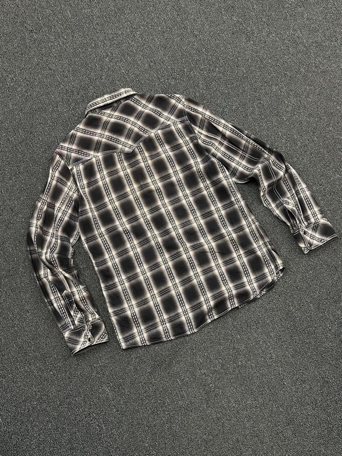 M)VILLAND 빈티지 웨스턴 체크패턴 긴팔셔츠 상품이미지3