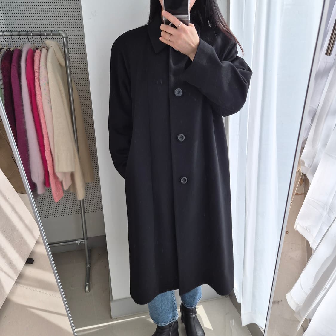 Belta Buono 캐시미어100 블랙 클래식 롱코트 상품이미지1