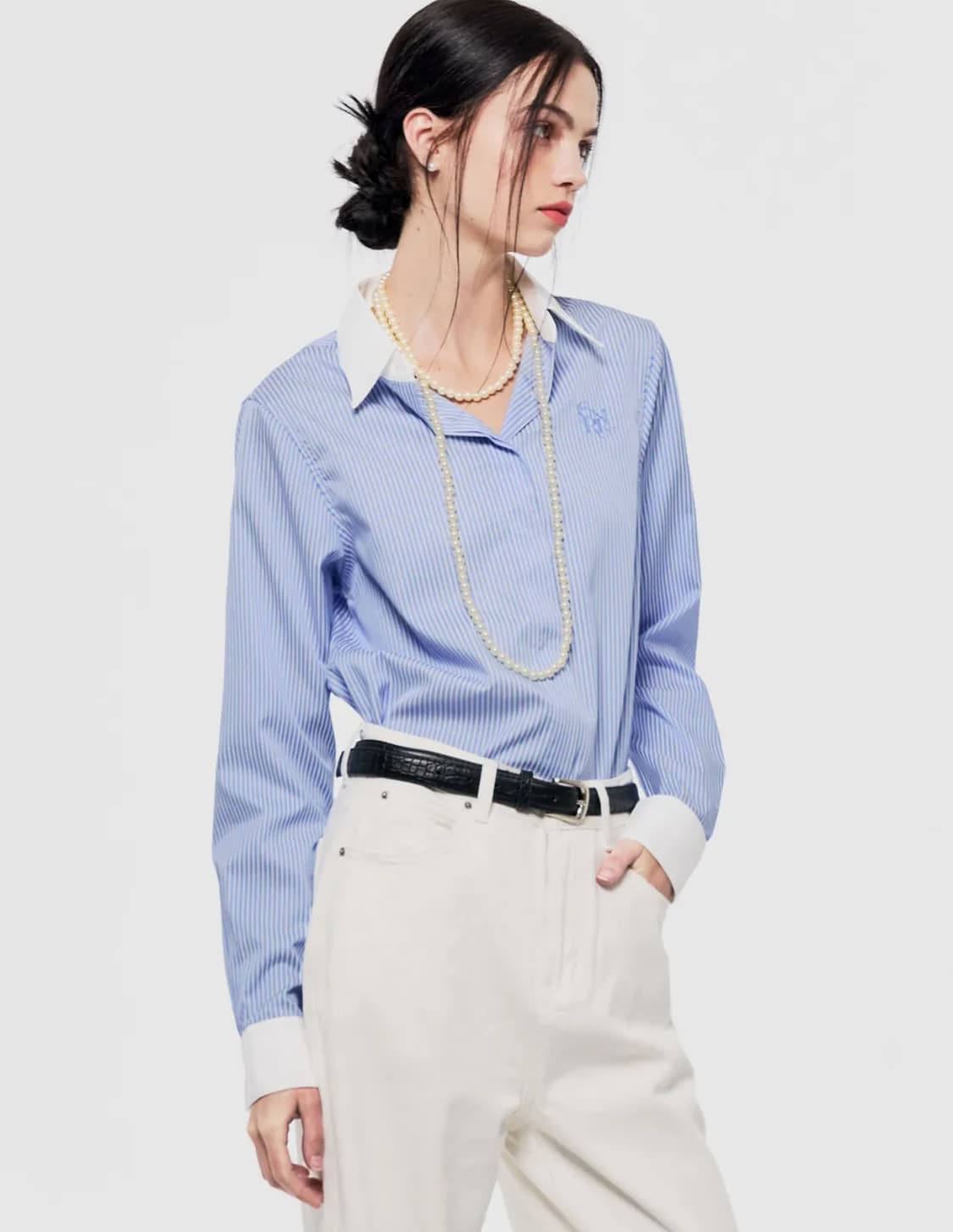 제너럴아이디어 스트라이프 배색 셔츠 상품이미지1