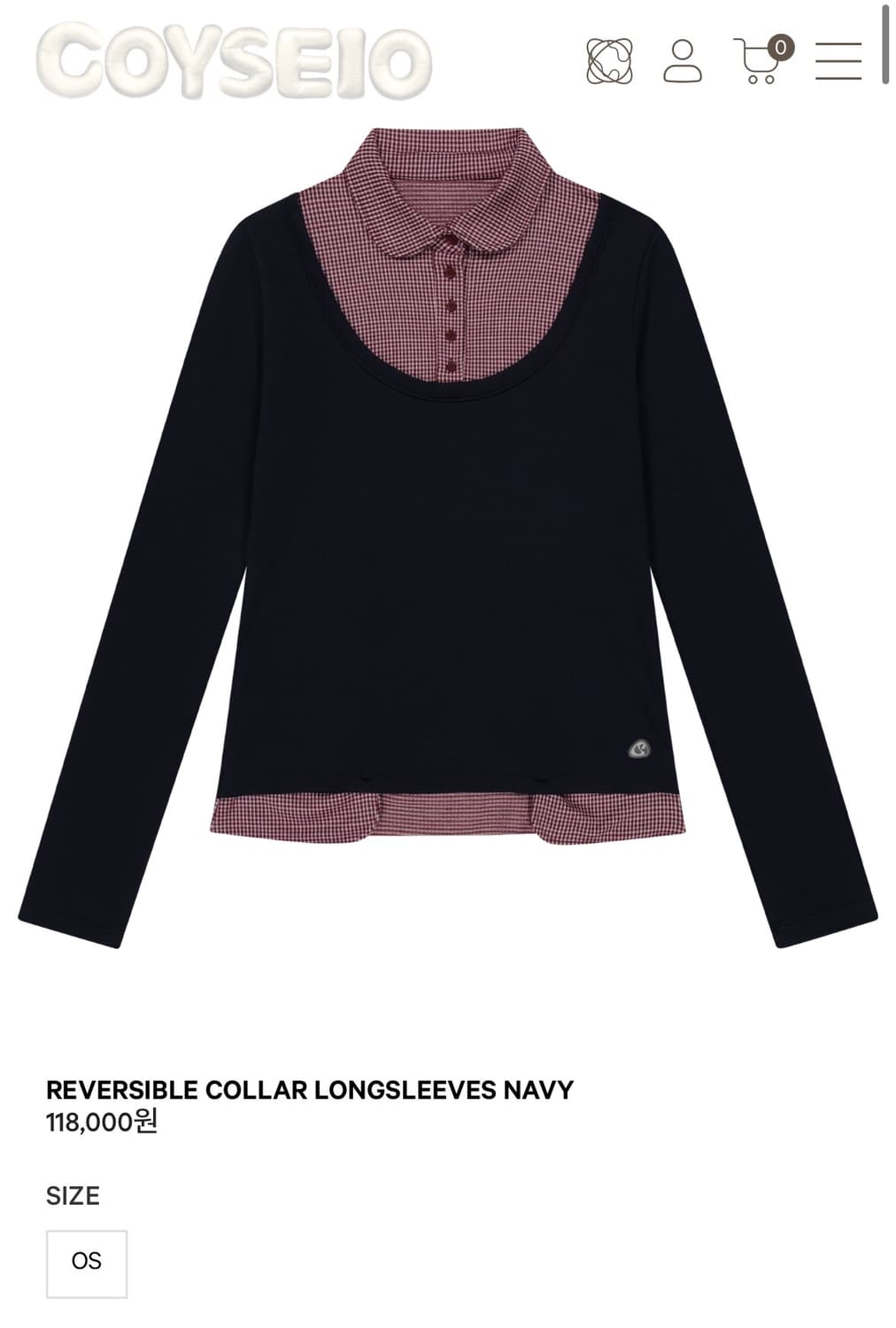 코이세이오 리버시블 롱슬리브 네이비 상품이미지1