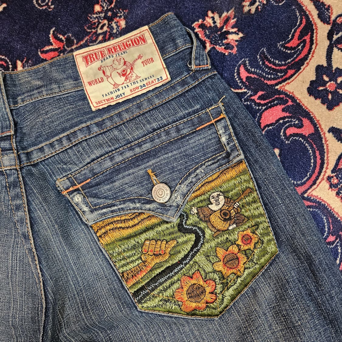 트루릴리전 00's 조이 니들 워크 부츠컷 팬츠 34 size 상품이미지2