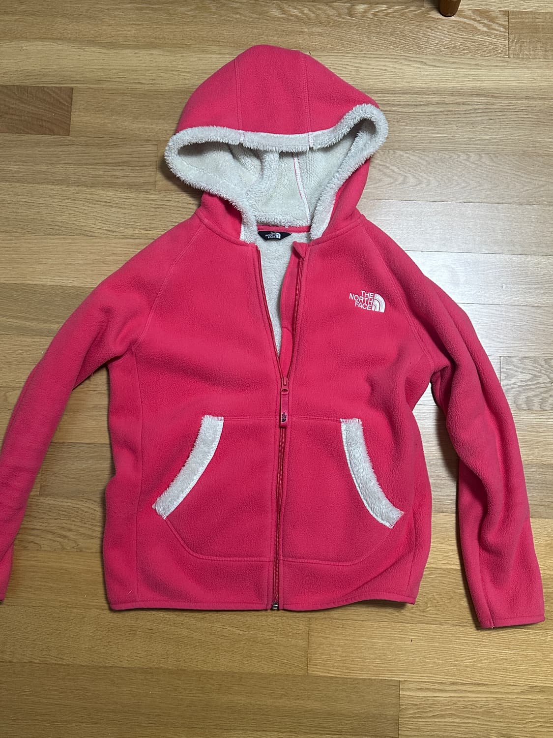 노스페이스 핑크 후드 플리스 집업 상품이미지1