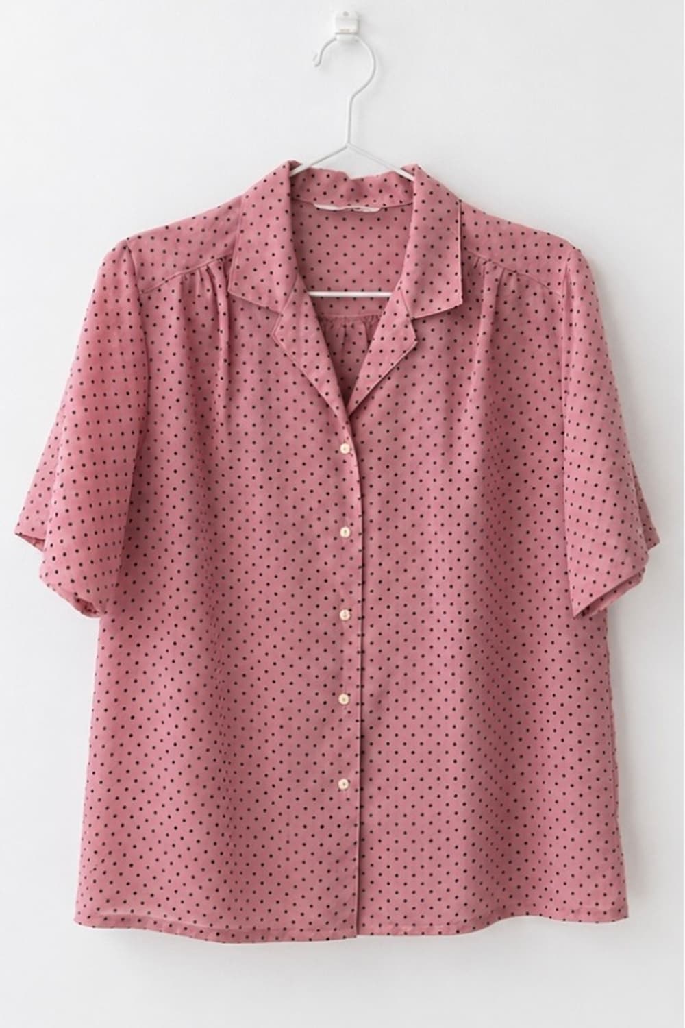 빈티지 핑크 셔츠 반팔티 도트 단추 블라우스 상품이미지1