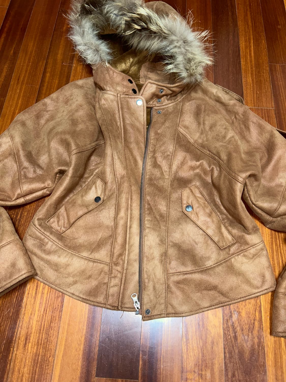 토끼털 레더 자켓 상품이미지1