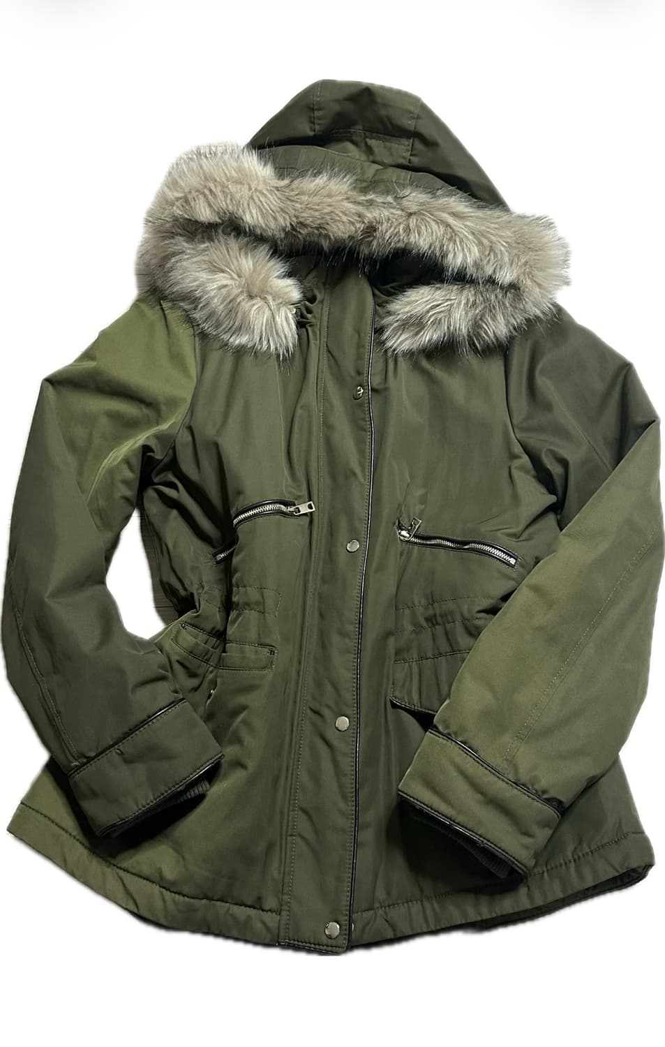 자라 퍼 후드 야상 파카 / 카키 상품이미지3