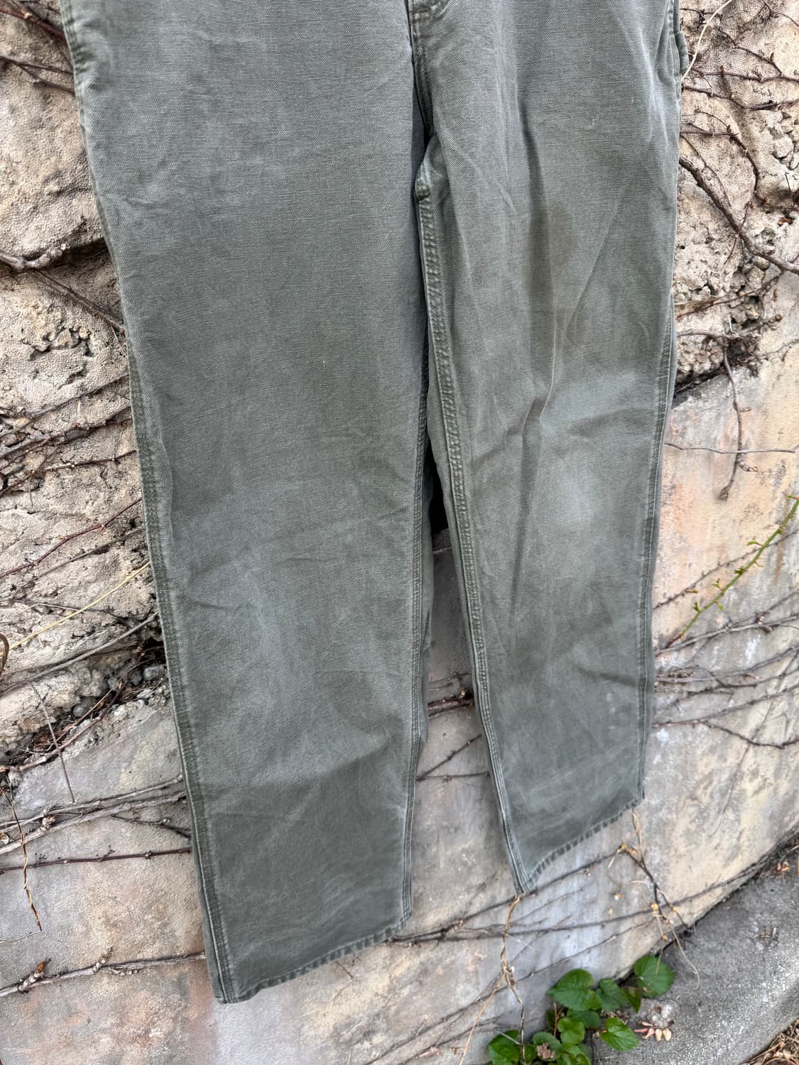 칼하트 빈티지 b11 모스그린 페이딩 카펜터 싱글니 워크 팬츠 상품이미지4