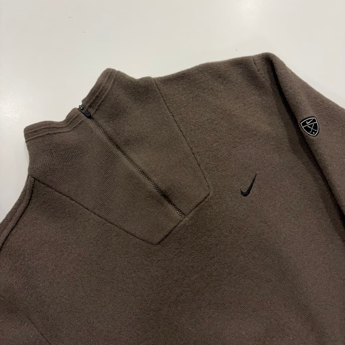 [XL] 00s 나이키 메리노울 하프집업 니트 브라운 C106 상품이미지3