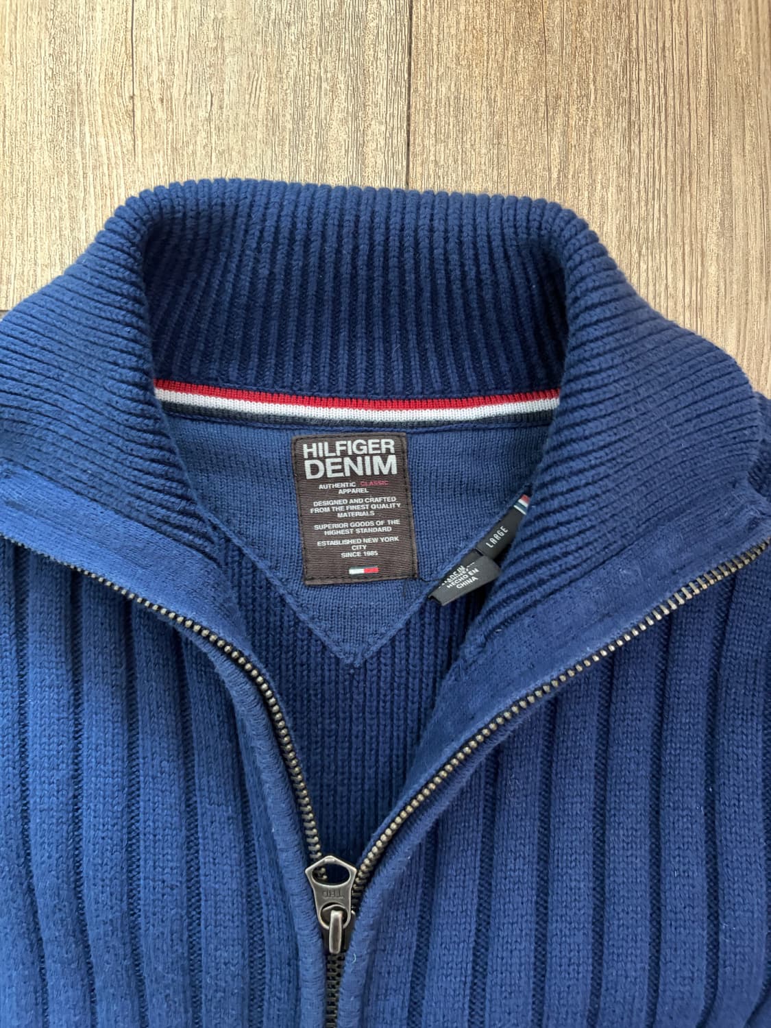 타미힐피거 데님 니트 집업 네이비(L) 상품이미지3