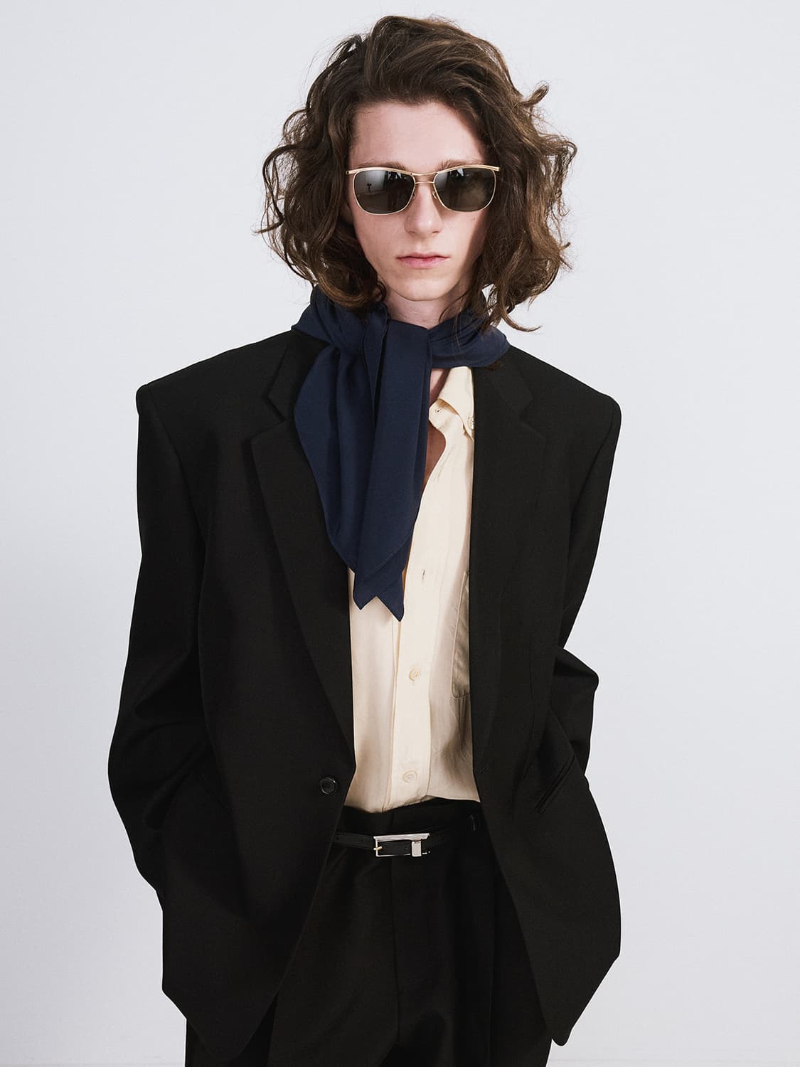 렉토 콘트라스트 시그니쳐 스퀘어 버클 벨트 블랙 상품이미지4