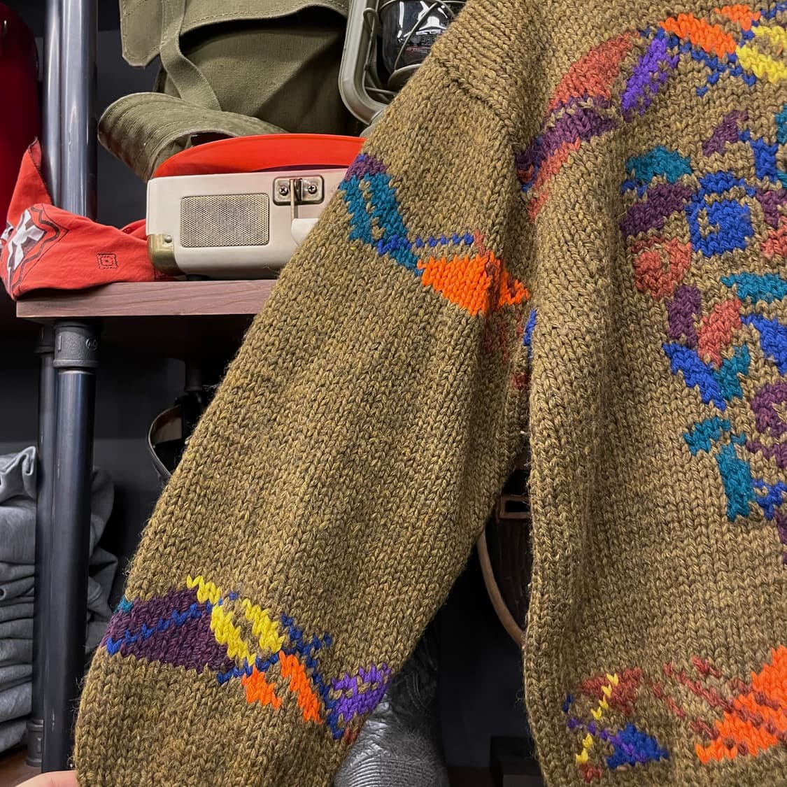 90s 빈티지 오리지널 패턴 코위찬 헤비 울 니트 스웨터 상품이미지3