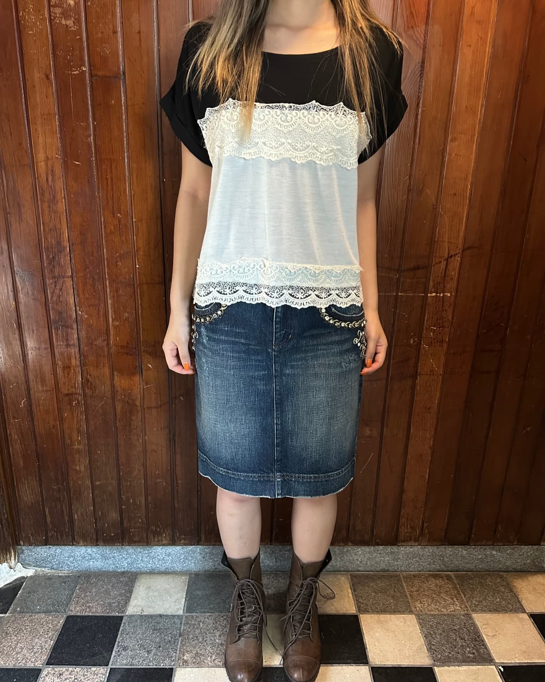 sky bomber lace tee 상품이미지1