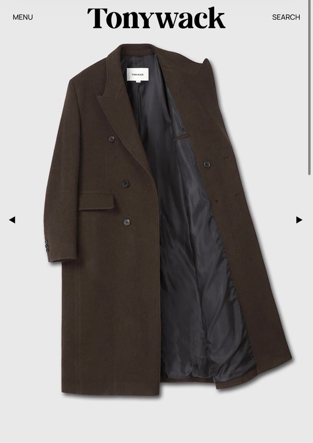 토니웩 울 앤 캐시미어 더블 코트 다크 브라운 상품이미지4