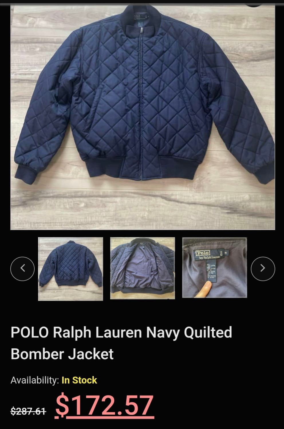 90s 폴로랄프로렌 퀼팅 봄버 상품이미지2