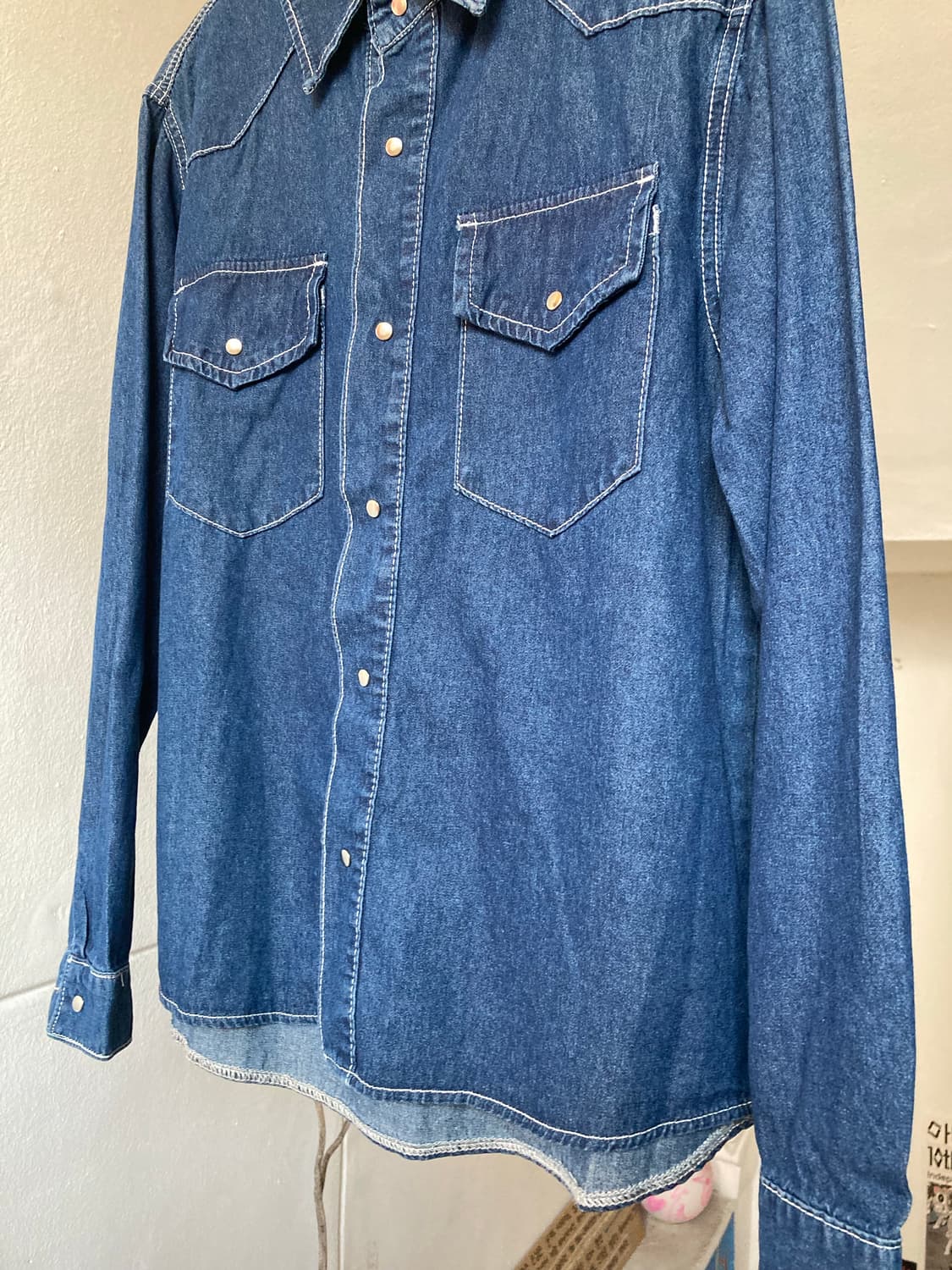 웨스턴 똑딱이 단추 데님 셔츠 상품이미지3