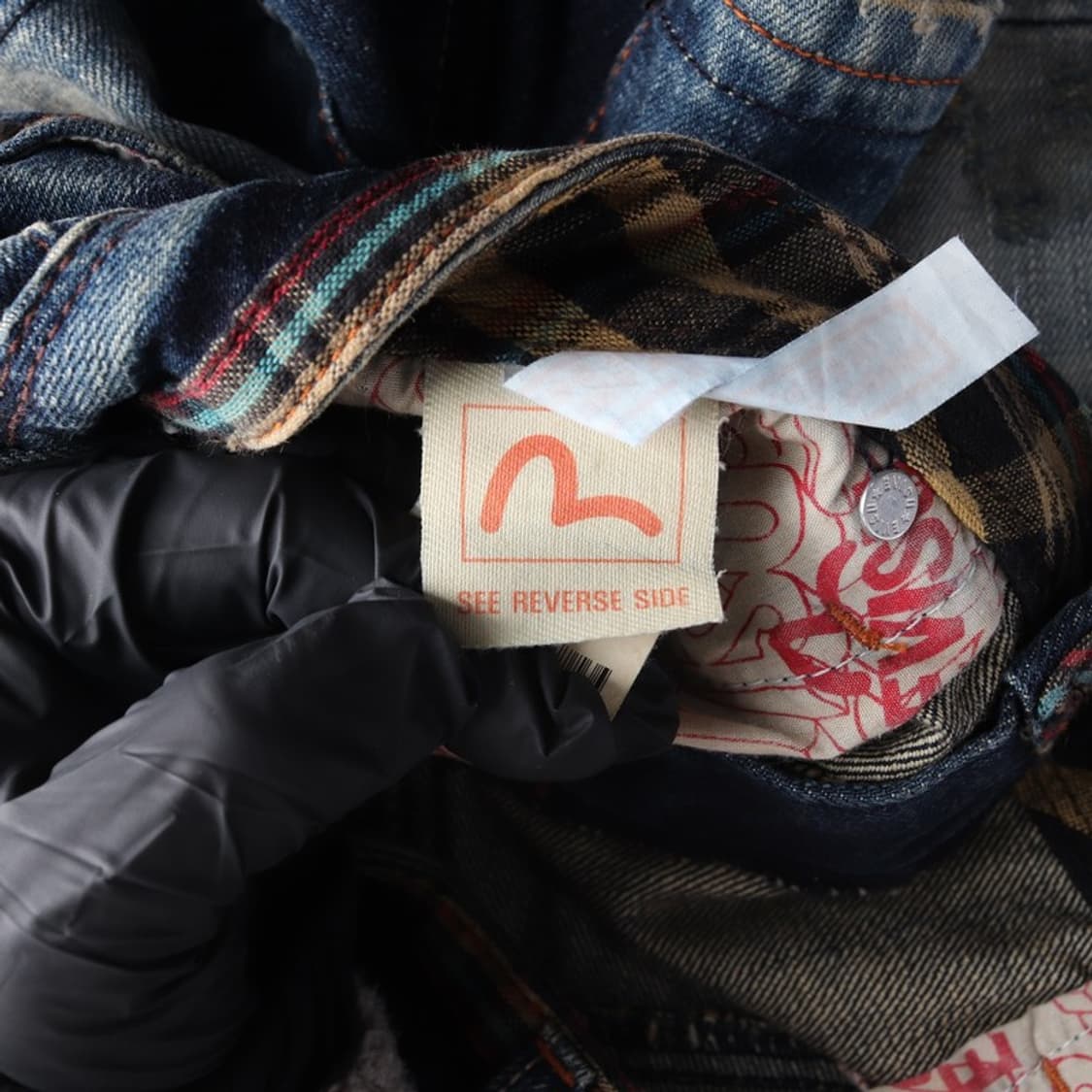 에비수 빈티지 체크 배색 데님 쇼츠 28 상품이미지5