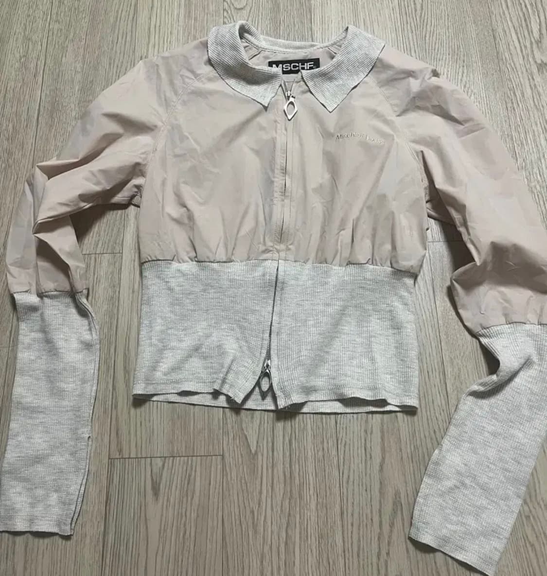 미스치프 롬버스 셔링 집업 핑크 s 상품이미지2