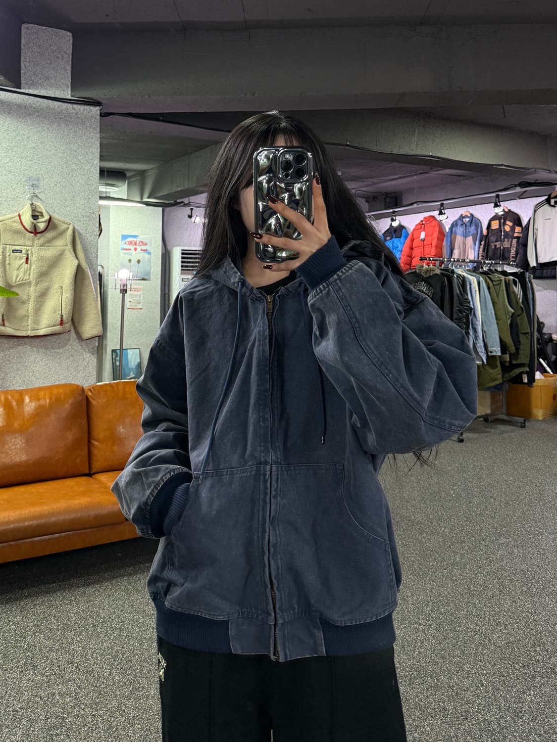 어반화이트 워싱 후드 집업 자켓 B4365 상품이미지1