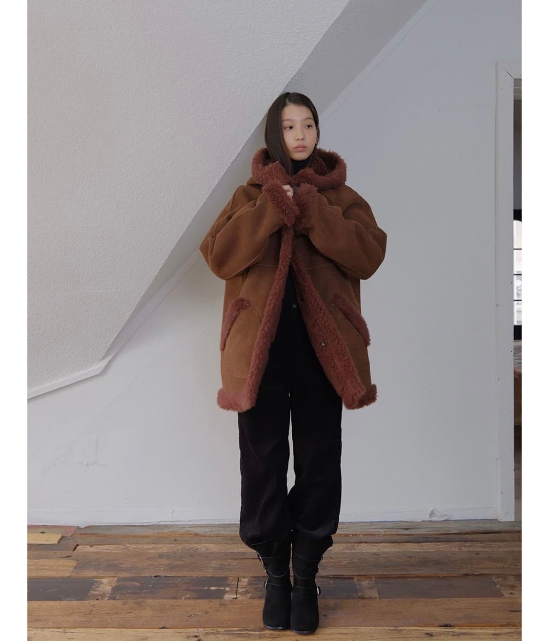 모의 시어링 리버시블 무스탕(브라운) 상품이미지6