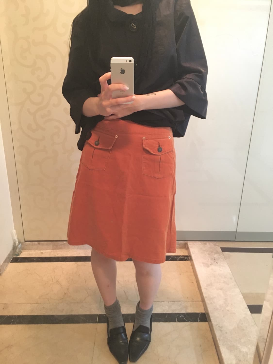 Vintage orange A-line pocket skirt 상품이미지6