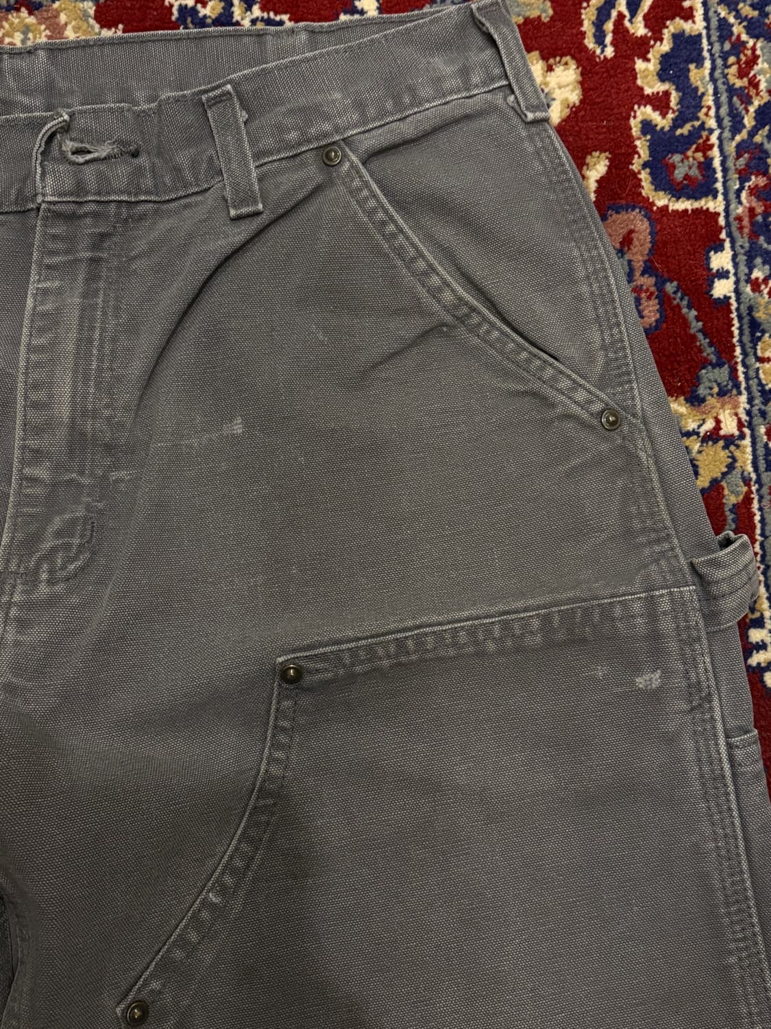 [B136] 빈티지 칼하트 더블니 그레이 차콜 썩블니 덩가리핏 32x30 상품이미지3