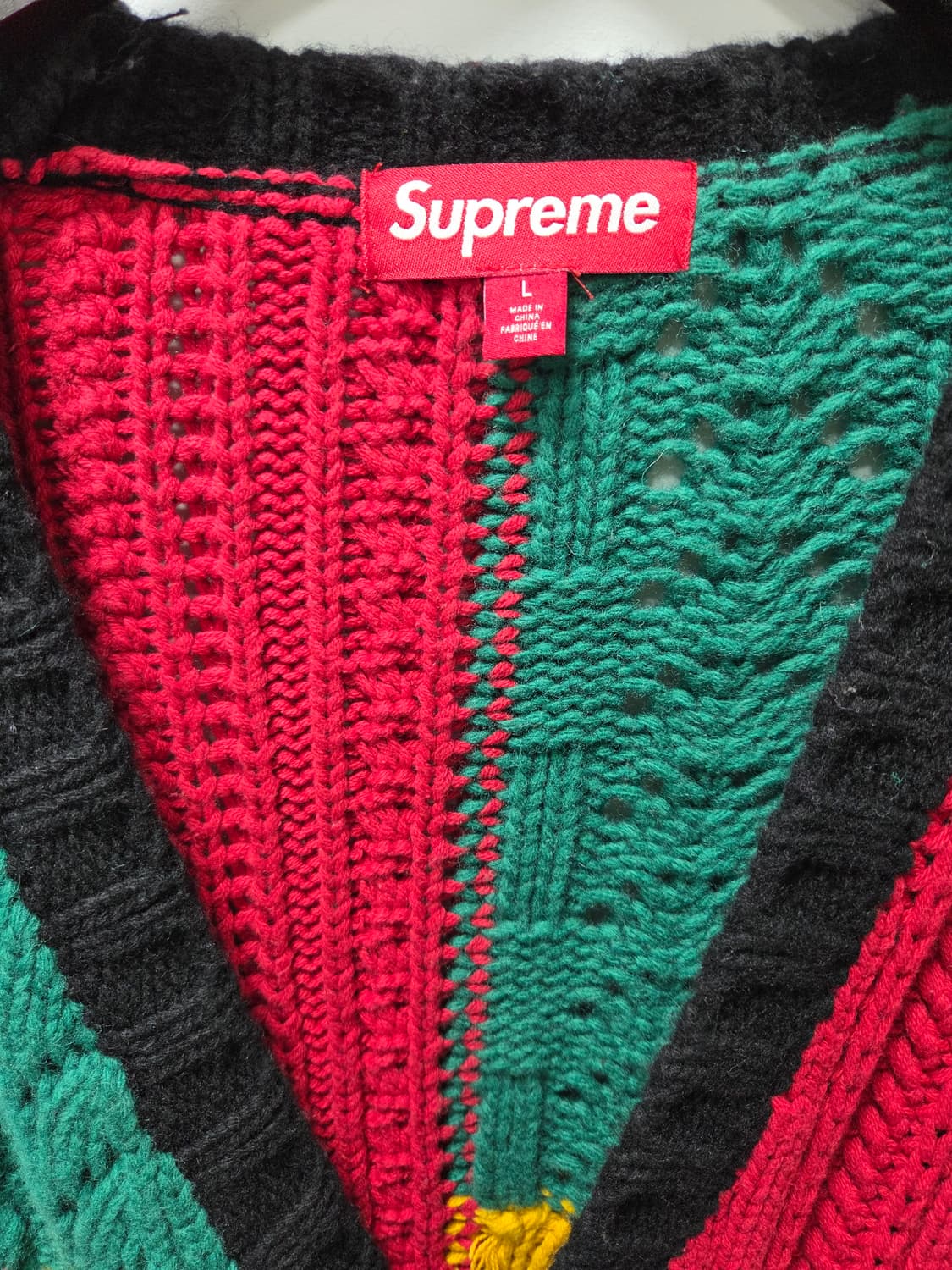 23FW 시즌 슈프림 패치워크 케이블 니트 카디건  L 상품이미지5