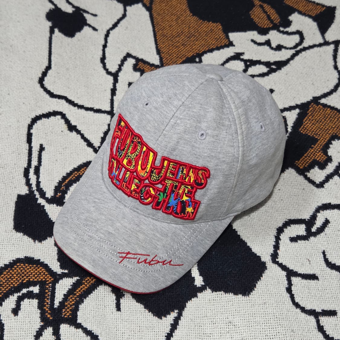 후부 그레이 코튼 힙합 자수 볼캡 상품이미지1