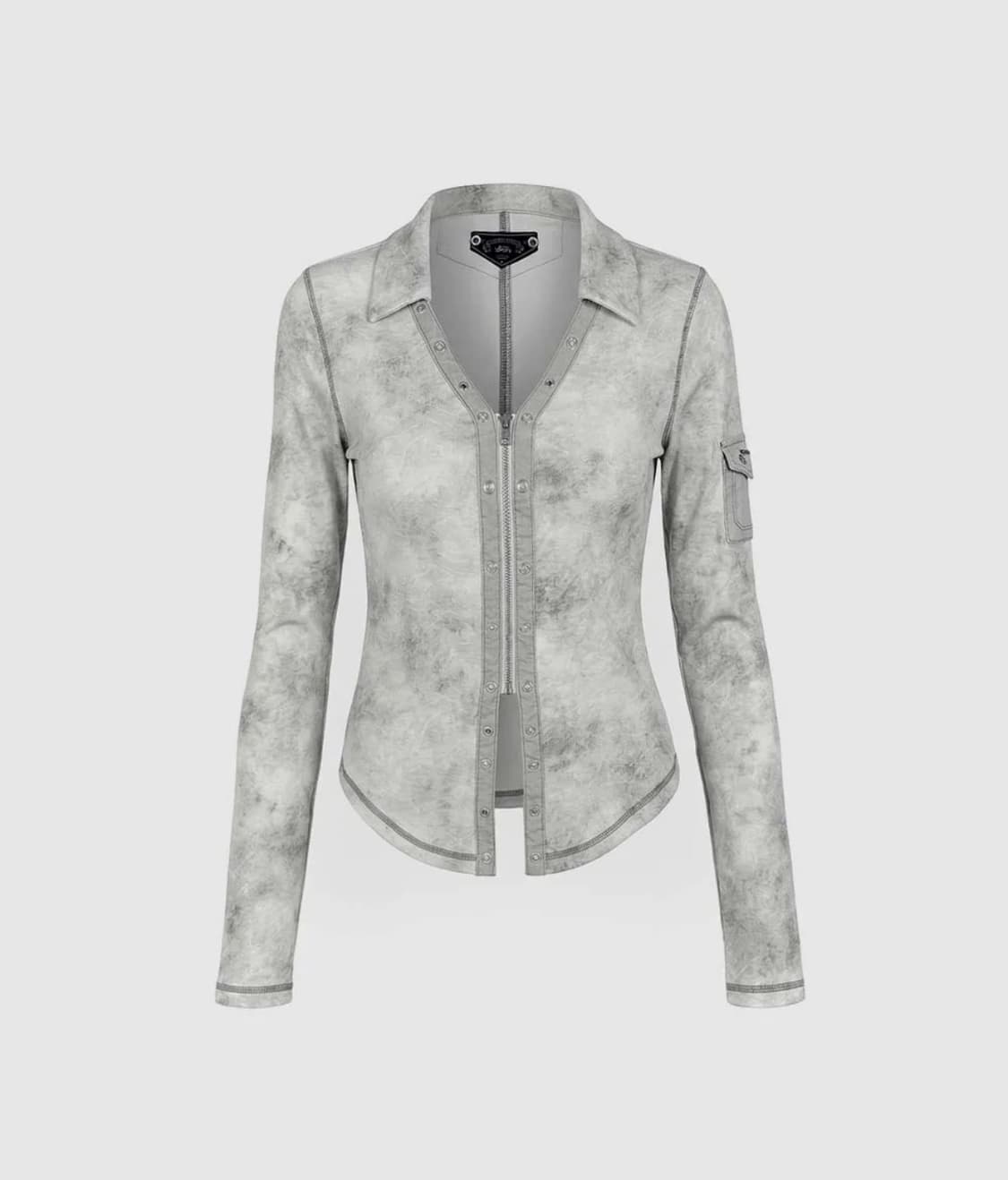 배드블러드Viper Cotton Rib VNeck Collared 집업 상품이미지1