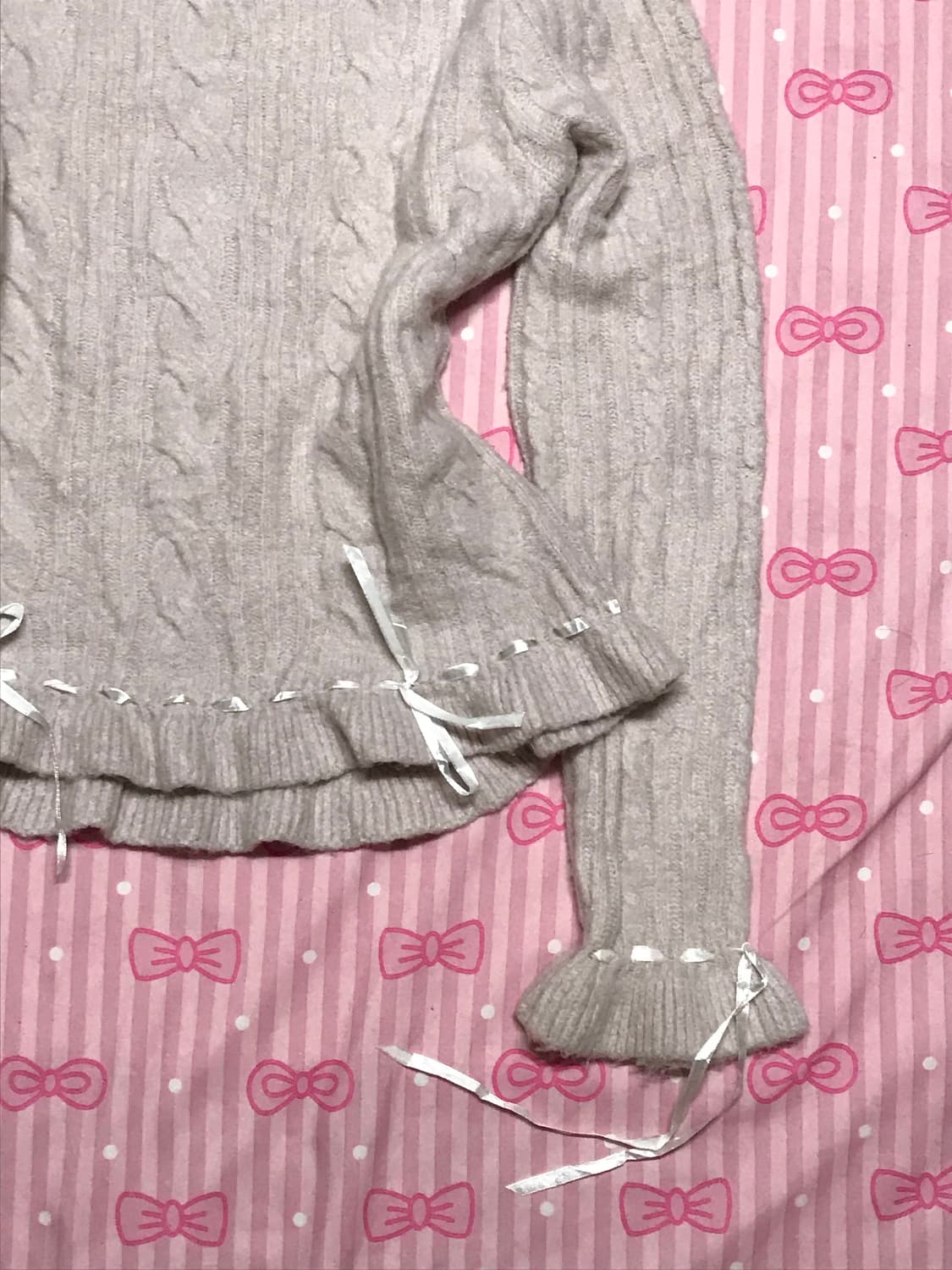 GRL 베이비 핑크 리본 프릴 니트 히메갸루 갸구  상품이미지2