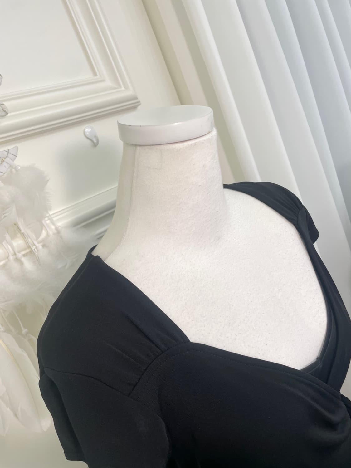 black shirring side bow rayon span opc 상품이미지7