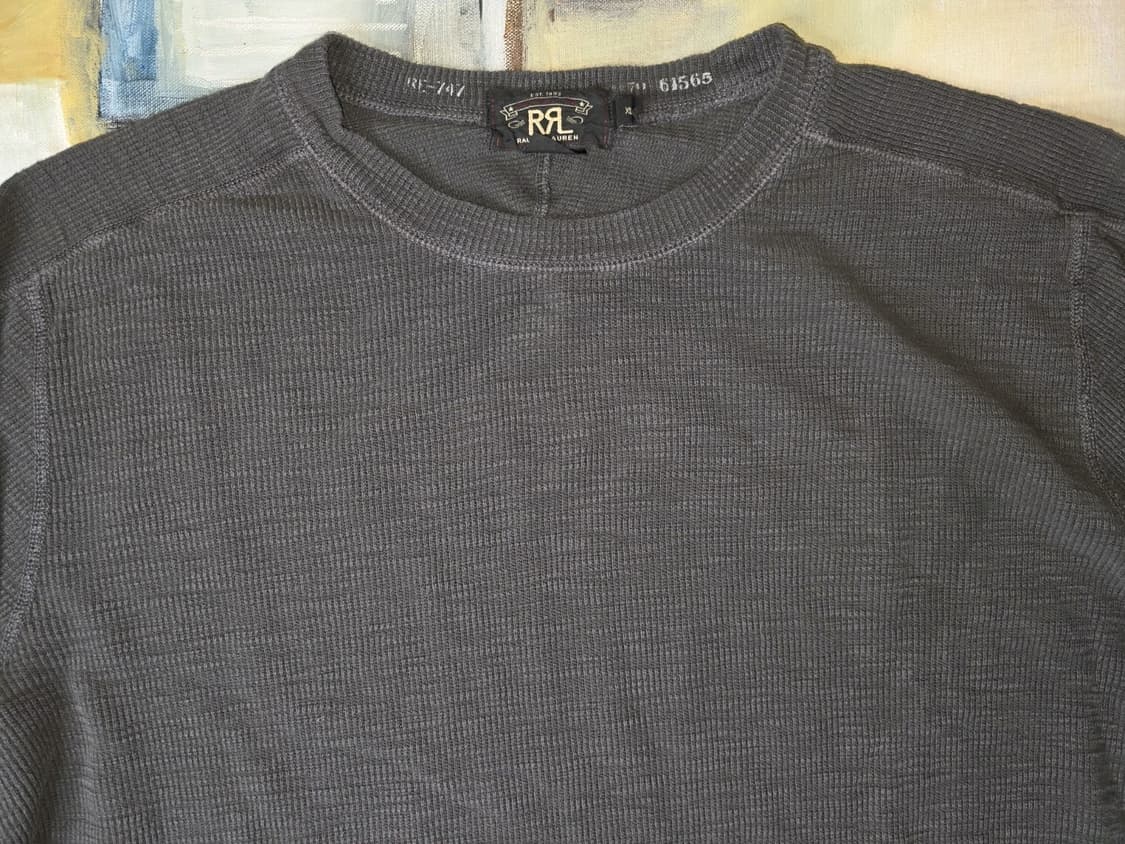 90s RRL 더블알엘 와플 니트 크루넥 롱 슬리브 티셔츠 그레이 상품이미지2