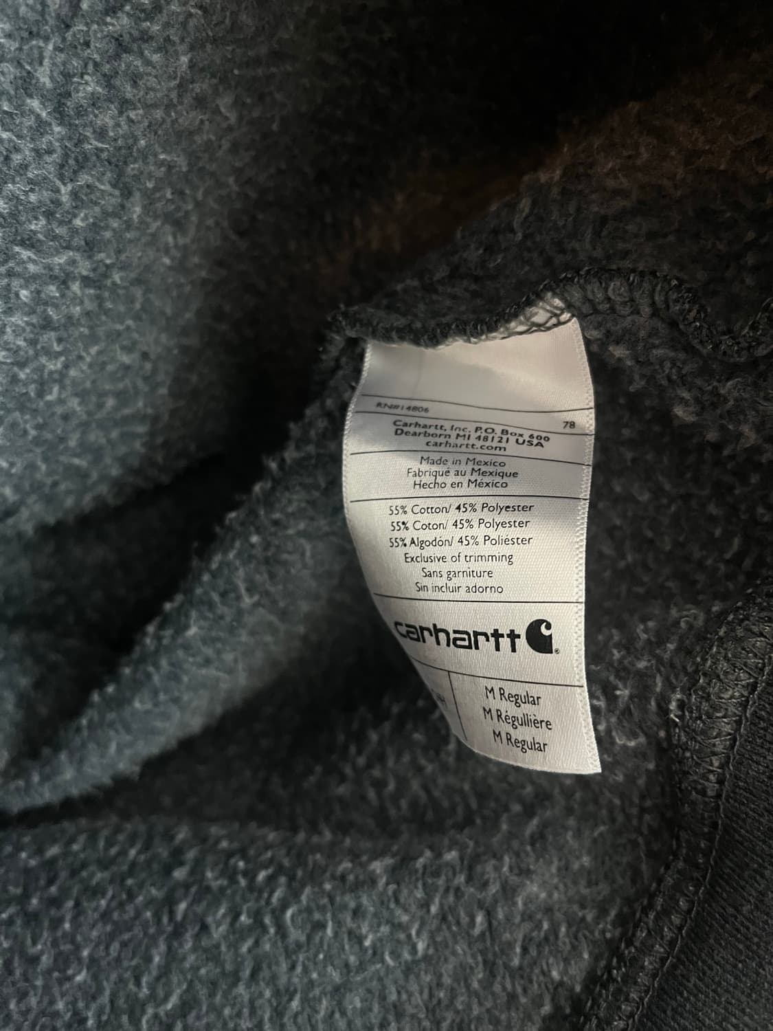 칼하트 오리지널 핏 워시드 네이비 후드집업 (M)  상품이미지5