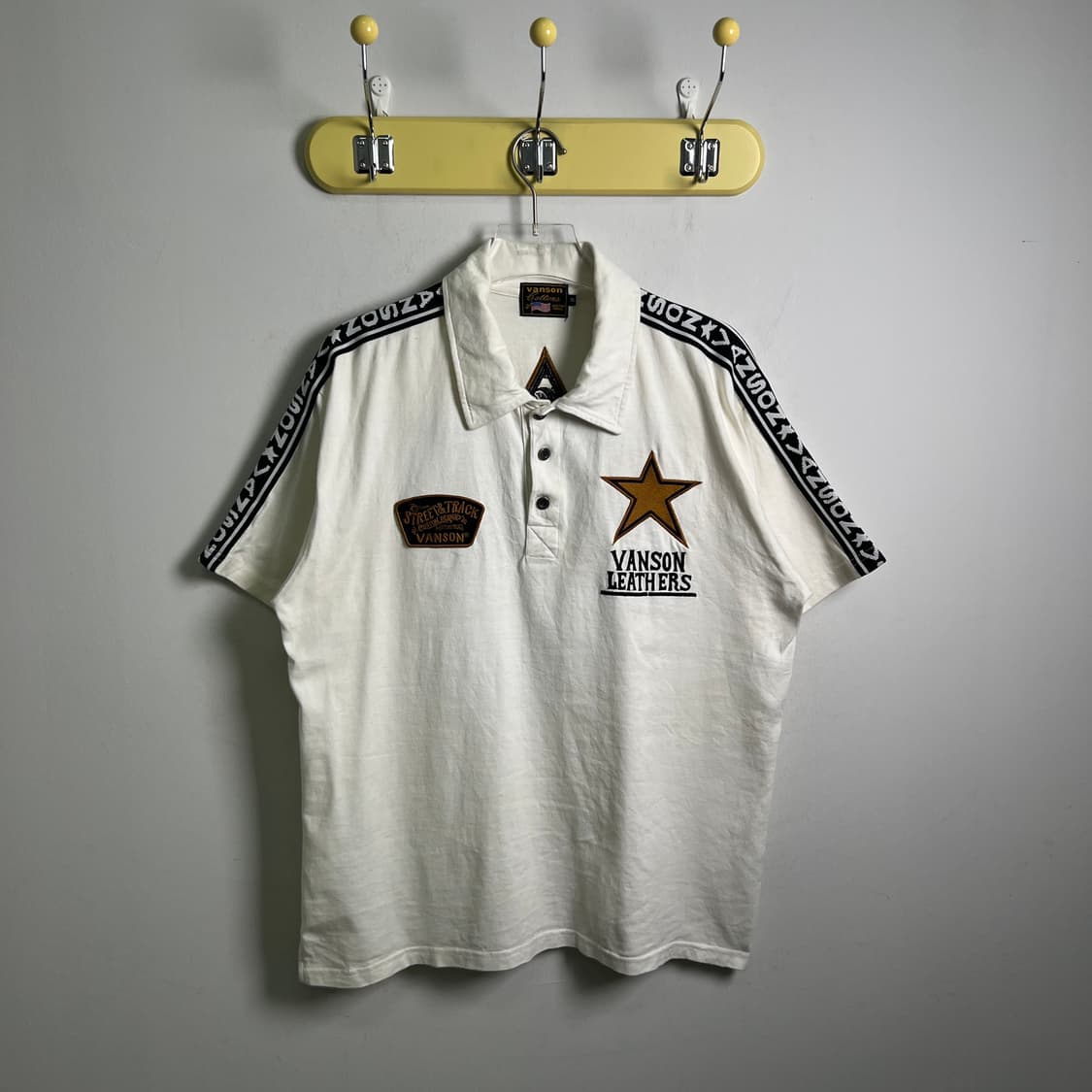 밴슨 레더 화이트 반팔 폴로 셔츠 XL 상품이미지1