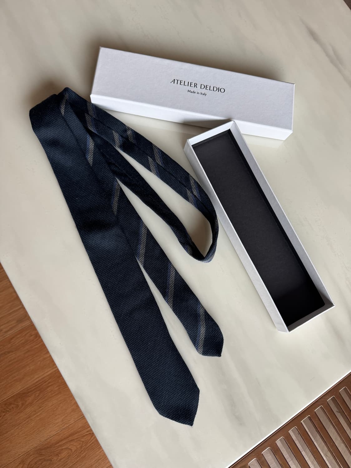아틀리에 델디오 울실크 투톤 수입원단 넥타이 판매 상품이미지1