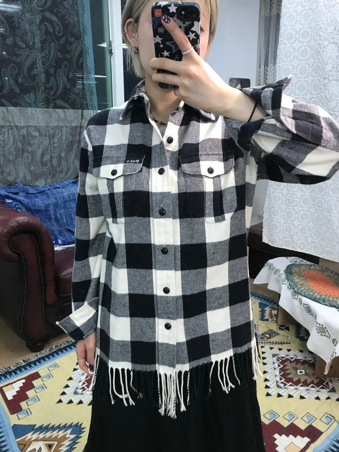 폴로 랄프로렌 여성 웨스턴 프린지 체크 셔츠( Z1009) 상품이미지1