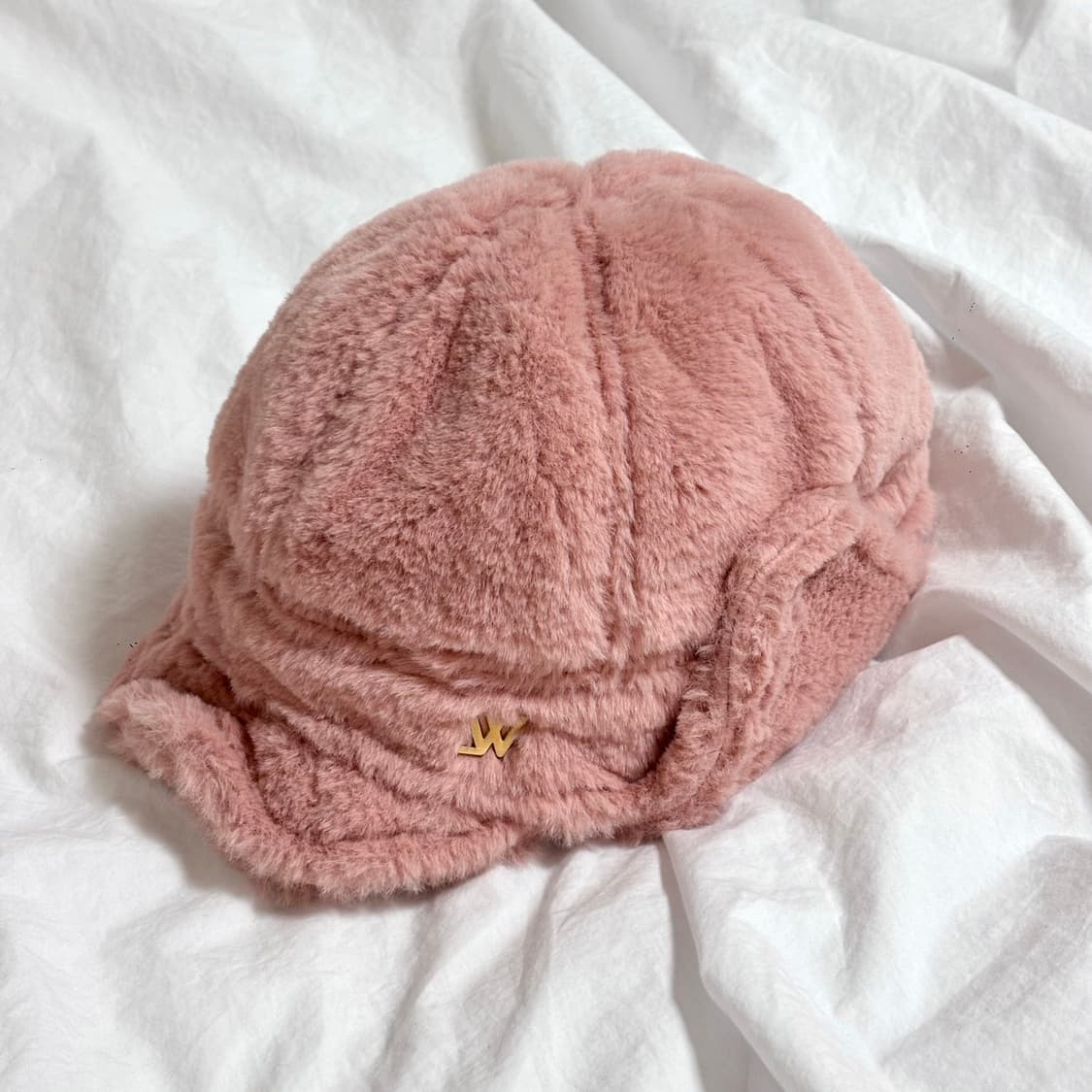 (1회 시착)화이트샌즈 이어머프 캡 퍼 모자 핑크 상품이미지1