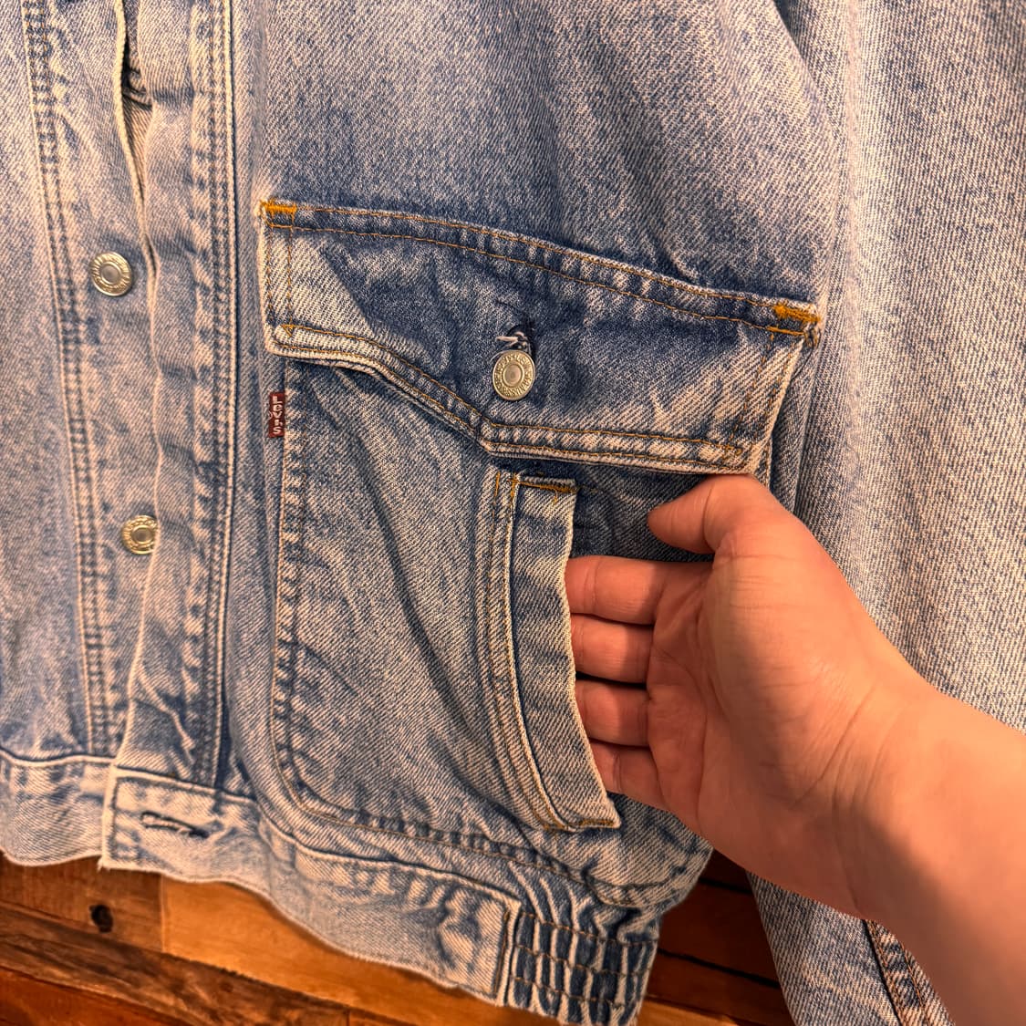 80s Levis Denim bomber Jacket USA Made 상품이미지5