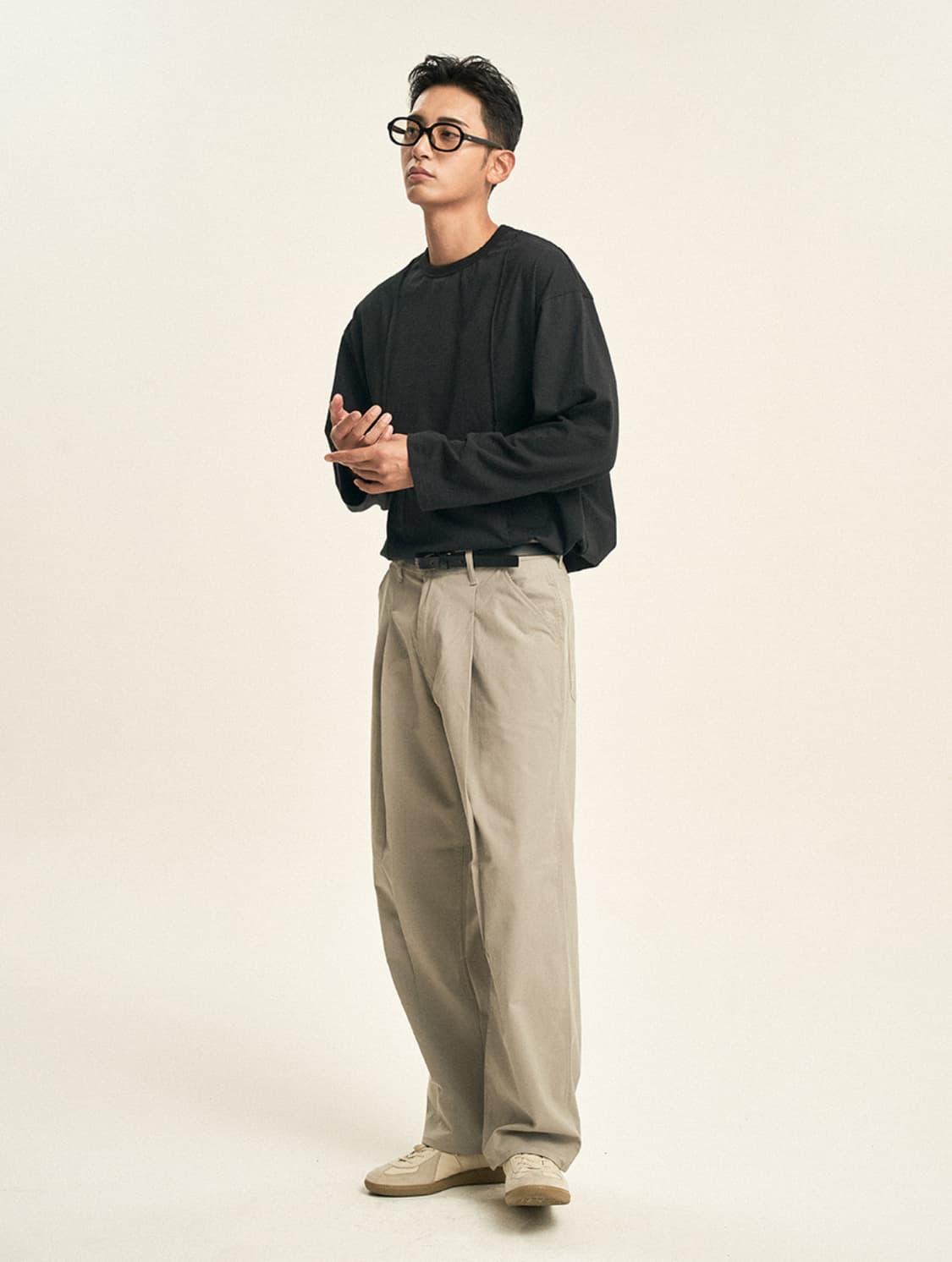 [M] 제로 러스터 원턱 팬츠 라이트그레이 상품이미지4