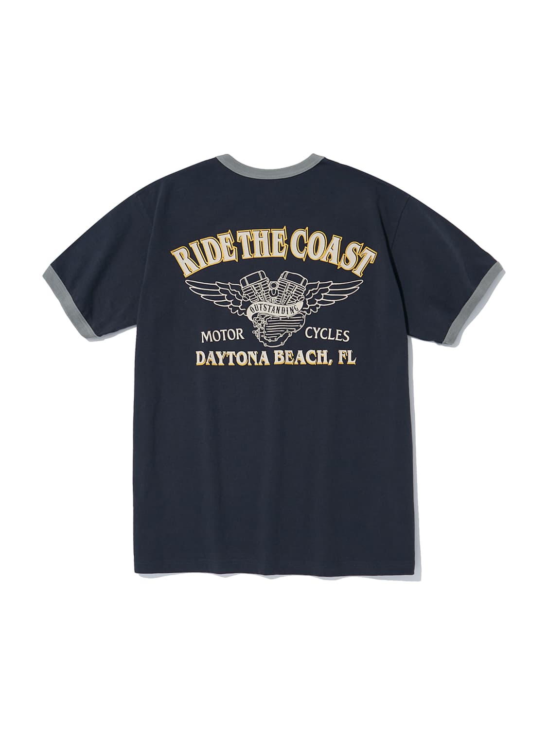 (새상품 XL) 아웃스탠딩 MOT 링거티 반팔 티셔츠 차콜 상품이미지5