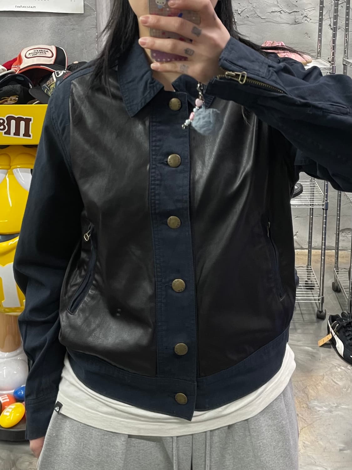 빈티지 레더 트림 트러커 자켓 상품이미지8