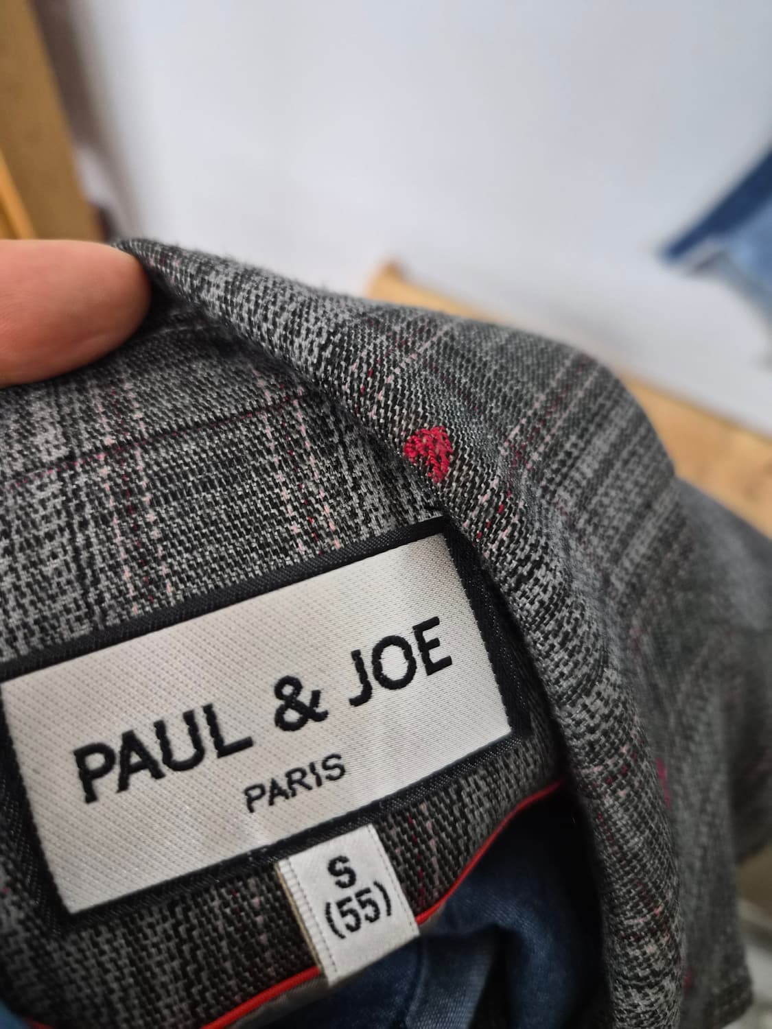 폴앤조 울 자수 하트 체크 자켓 상품이미지7