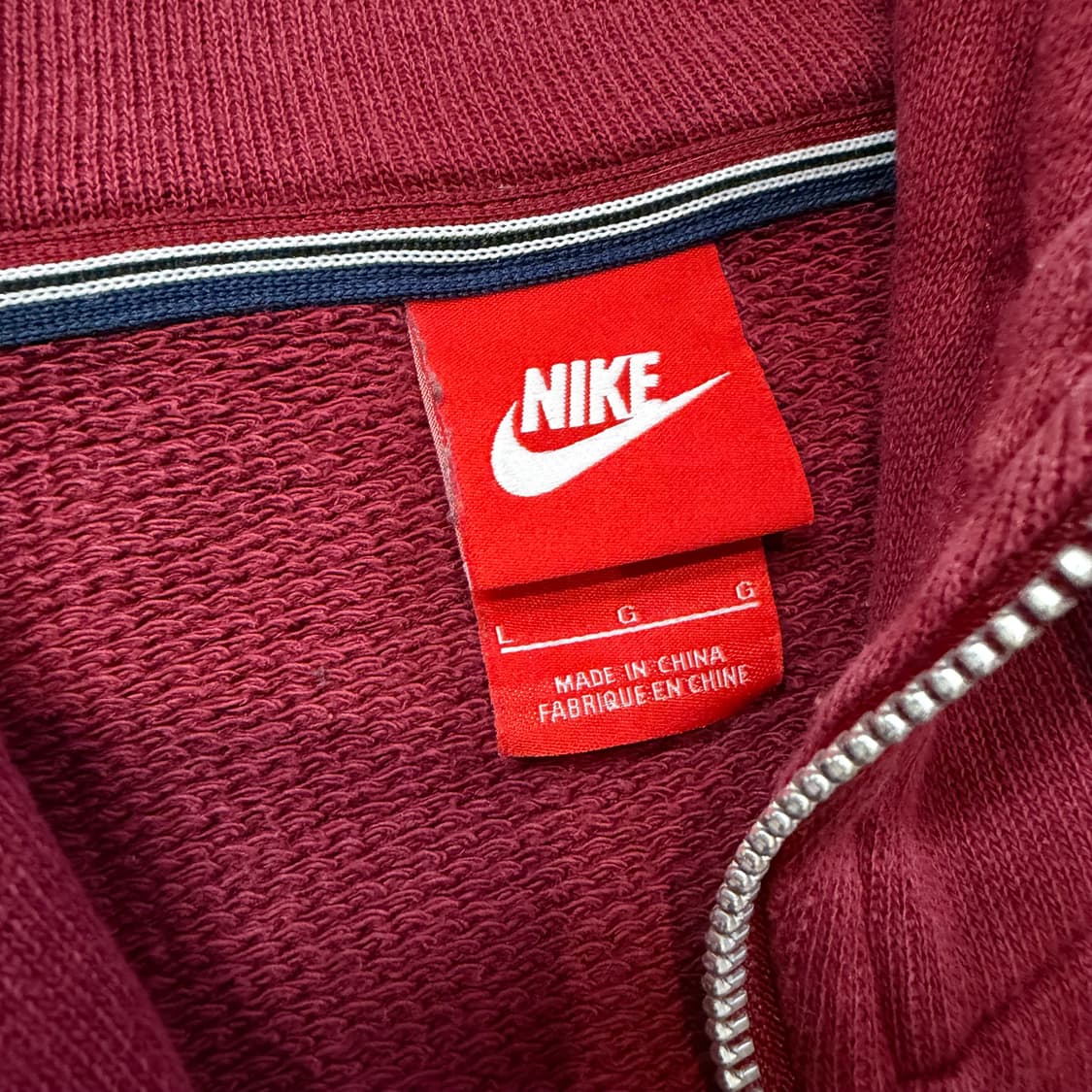 Nike 버건디 FCB 백로고 코튼 후드집업 상품이미지2