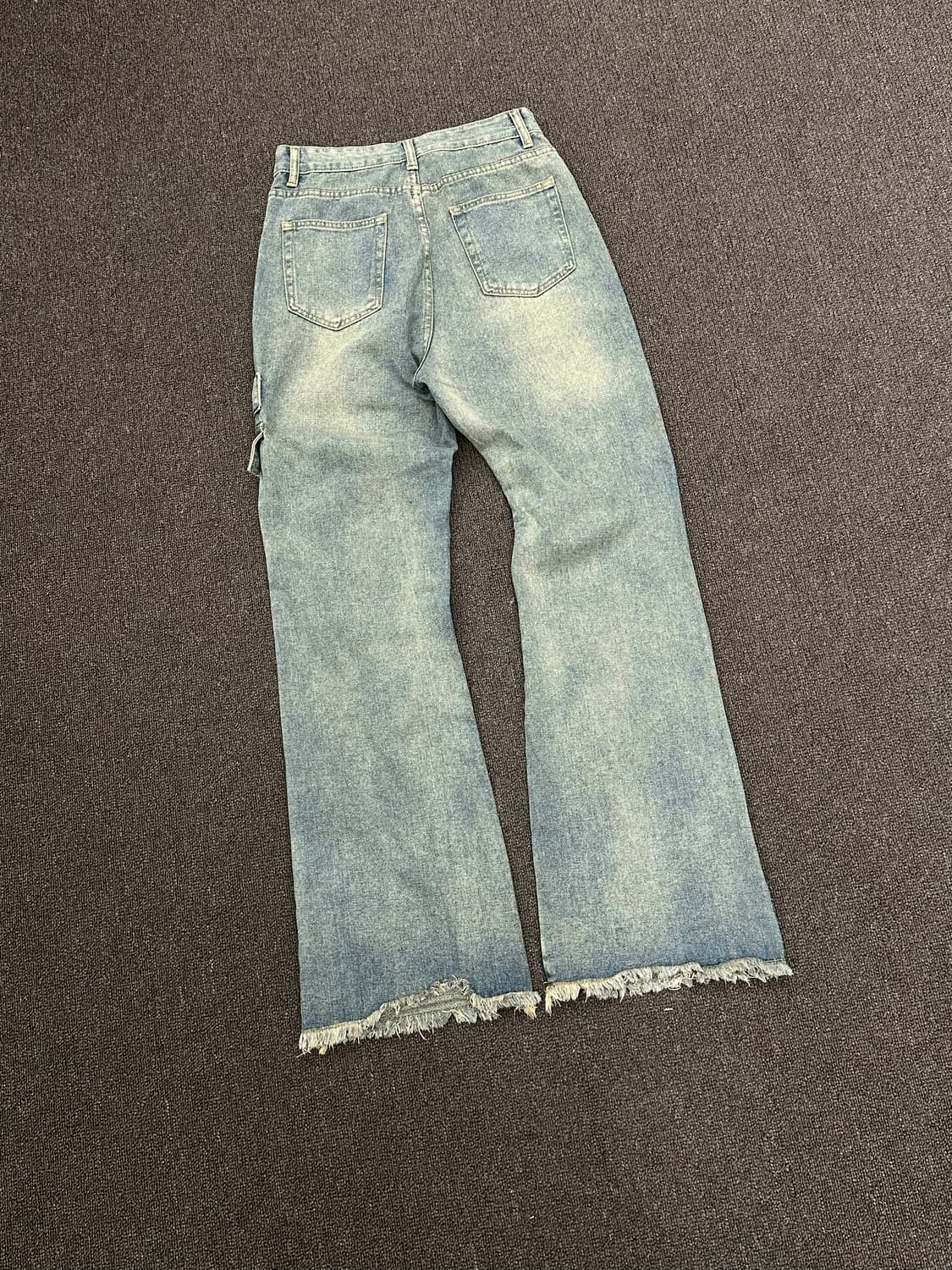 L)Japanese vintage 여성 워싱 투버튼 포켓 디테일 데님팬츠 상품이미지5