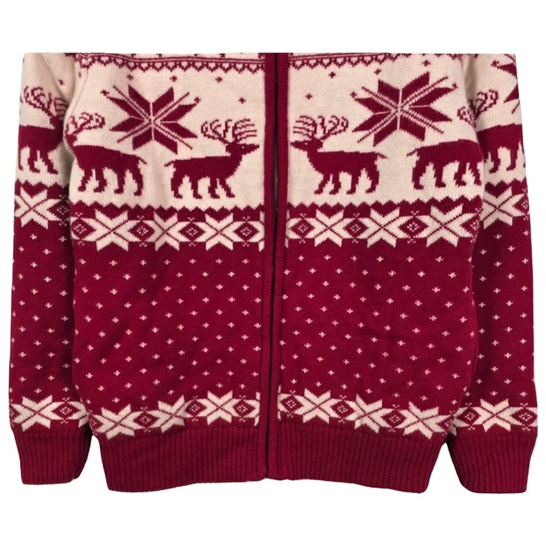 잭앤질 빈티지 무드 노르딕 순록 패턴 보아털 후드 집업 상품이미지4