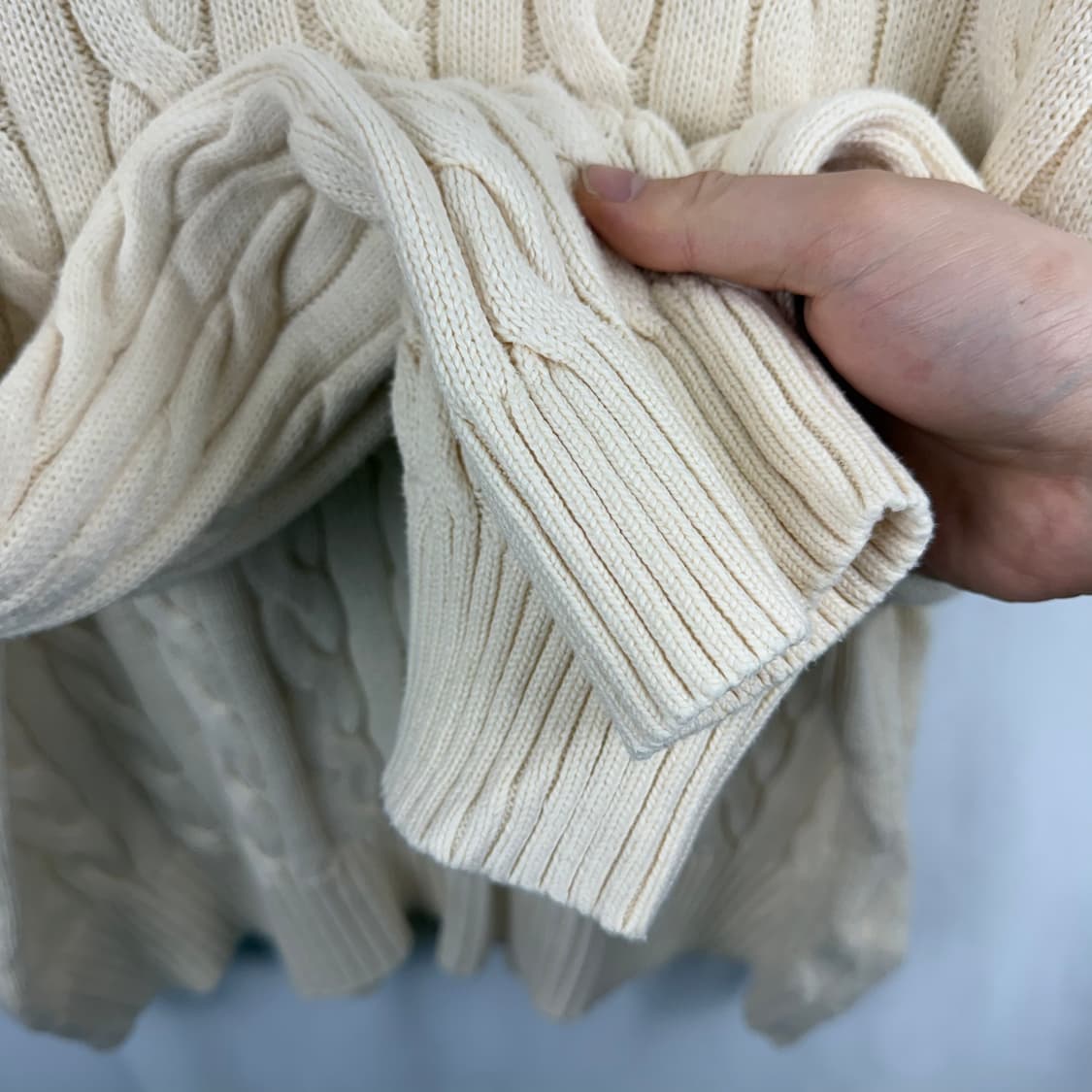 (L) 폴로 랄프로렌 신형 케이블 꽈배기 니트 아이보리 상품이미지5