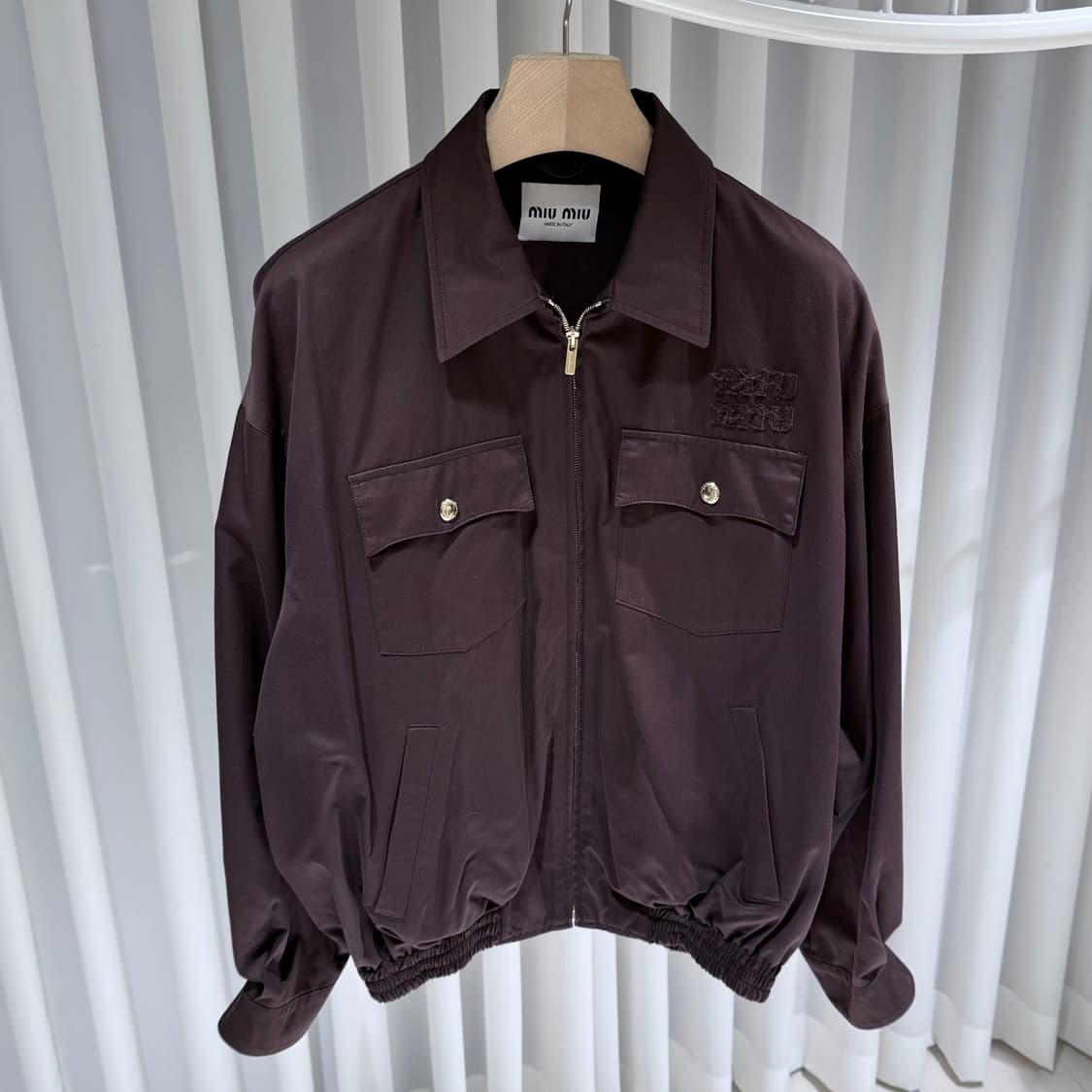 40 / 미우미우 워시드 개버딘 코코아 브라운 블루종 자켓 상품이미지3
