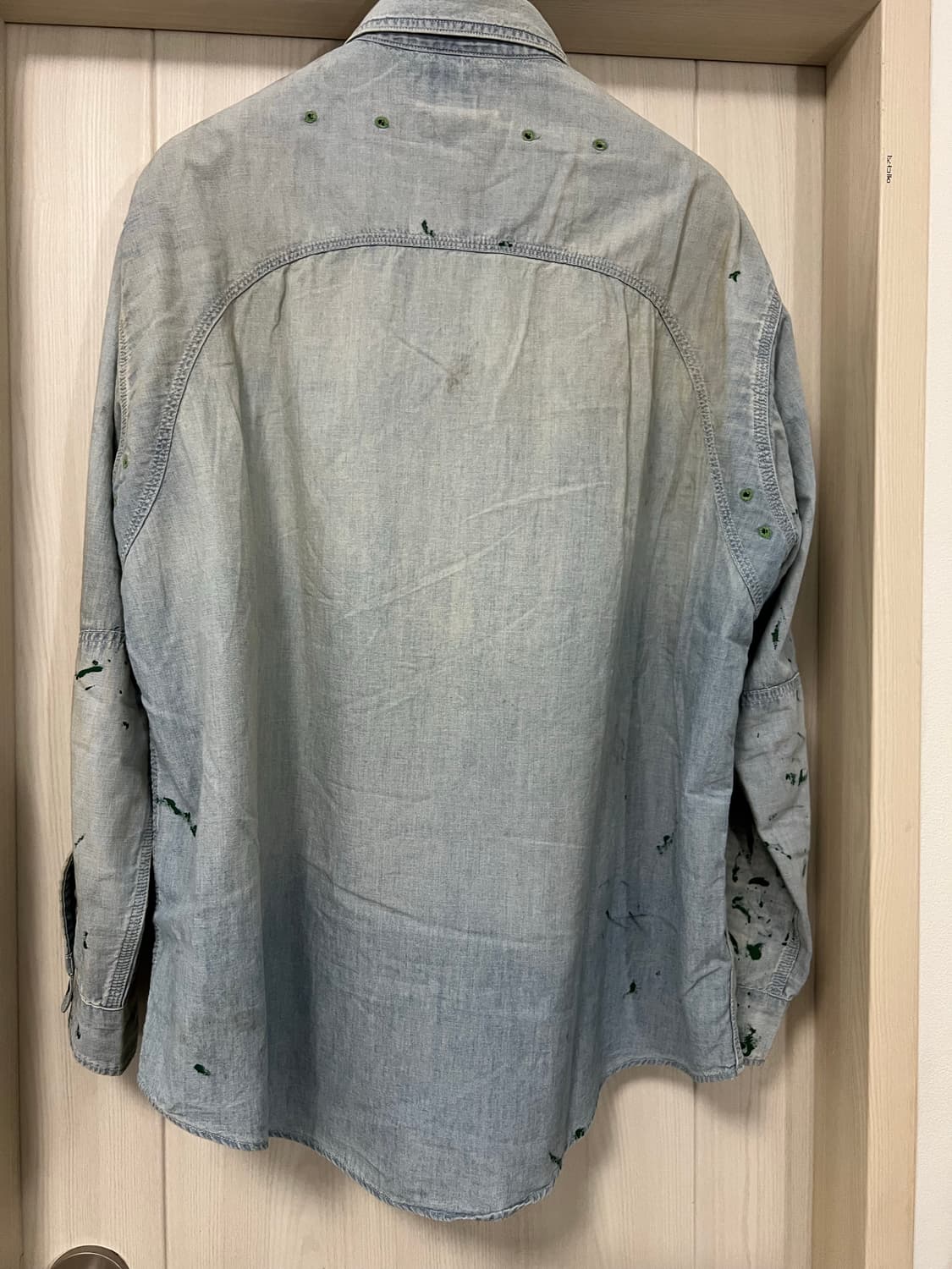 바우와우 페인팅 샴브레이 셔츠 XL 상품이미지5