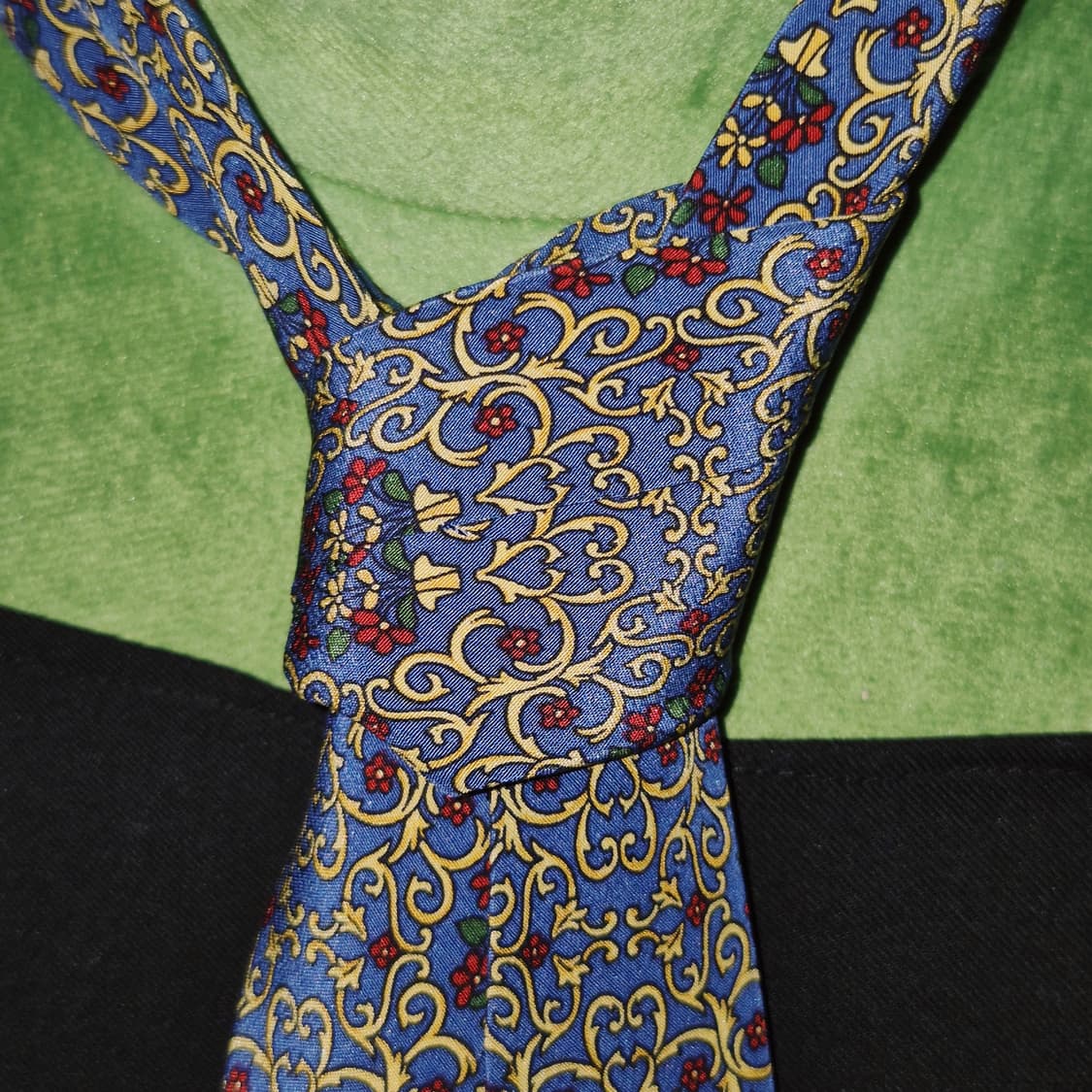 90s 프랑스 니나리치 실크 꽃바구니 넥타이 상품이미지10