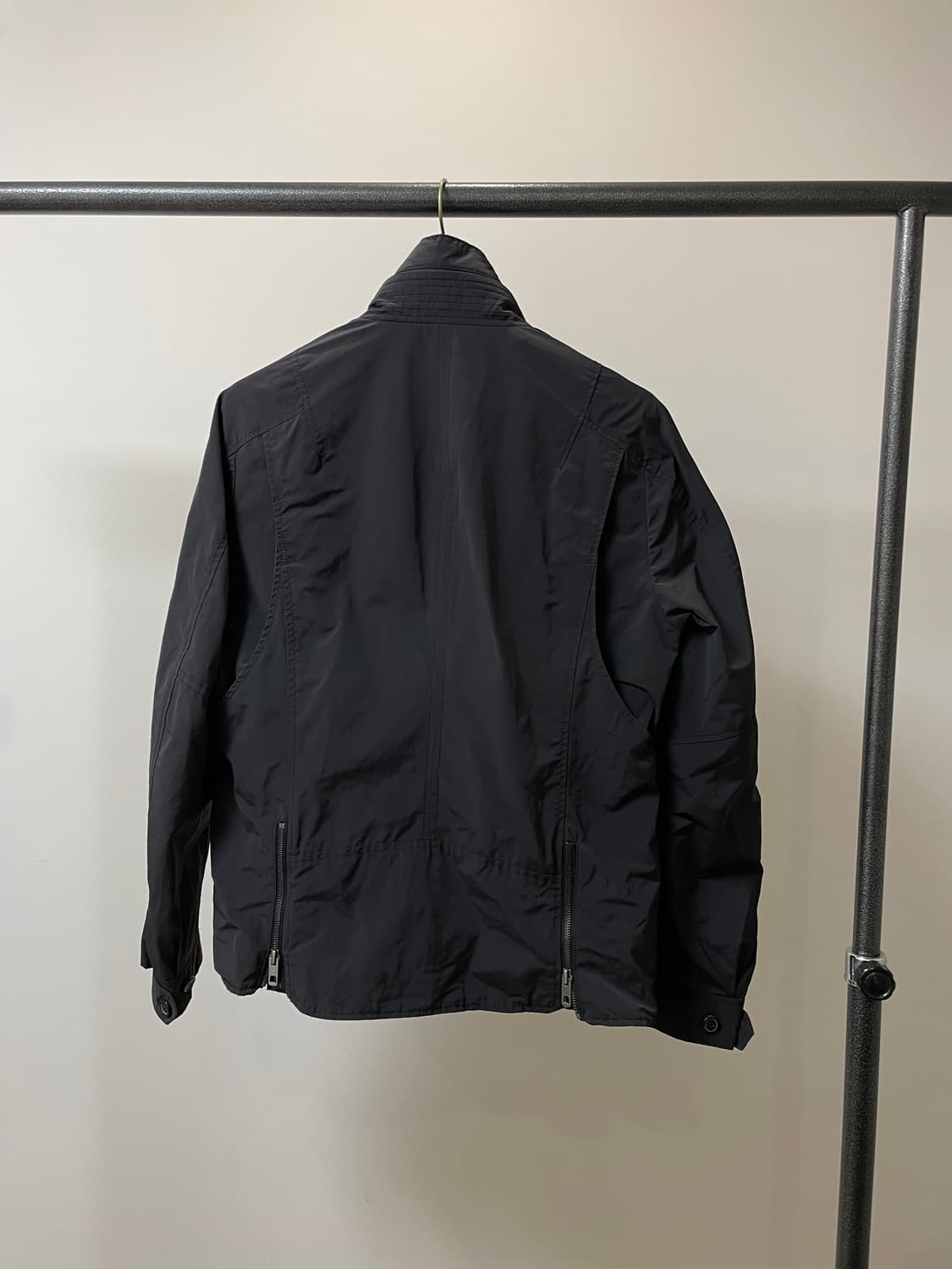 (100) Time 타임 사선 지퍼 히든후드 블루종 자켓 상품이미지4